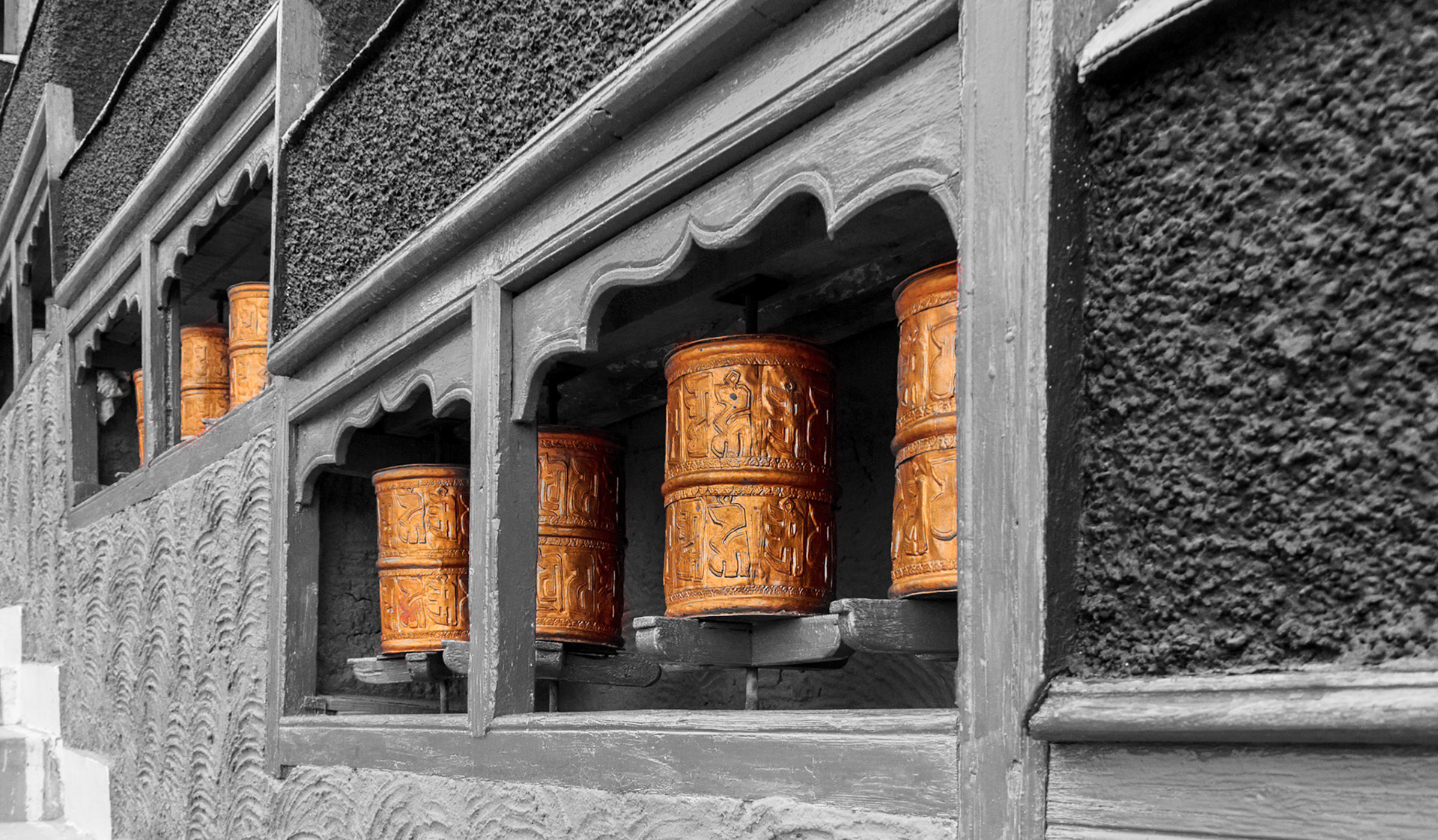 Spinning Wheels at one of Leh Monastery