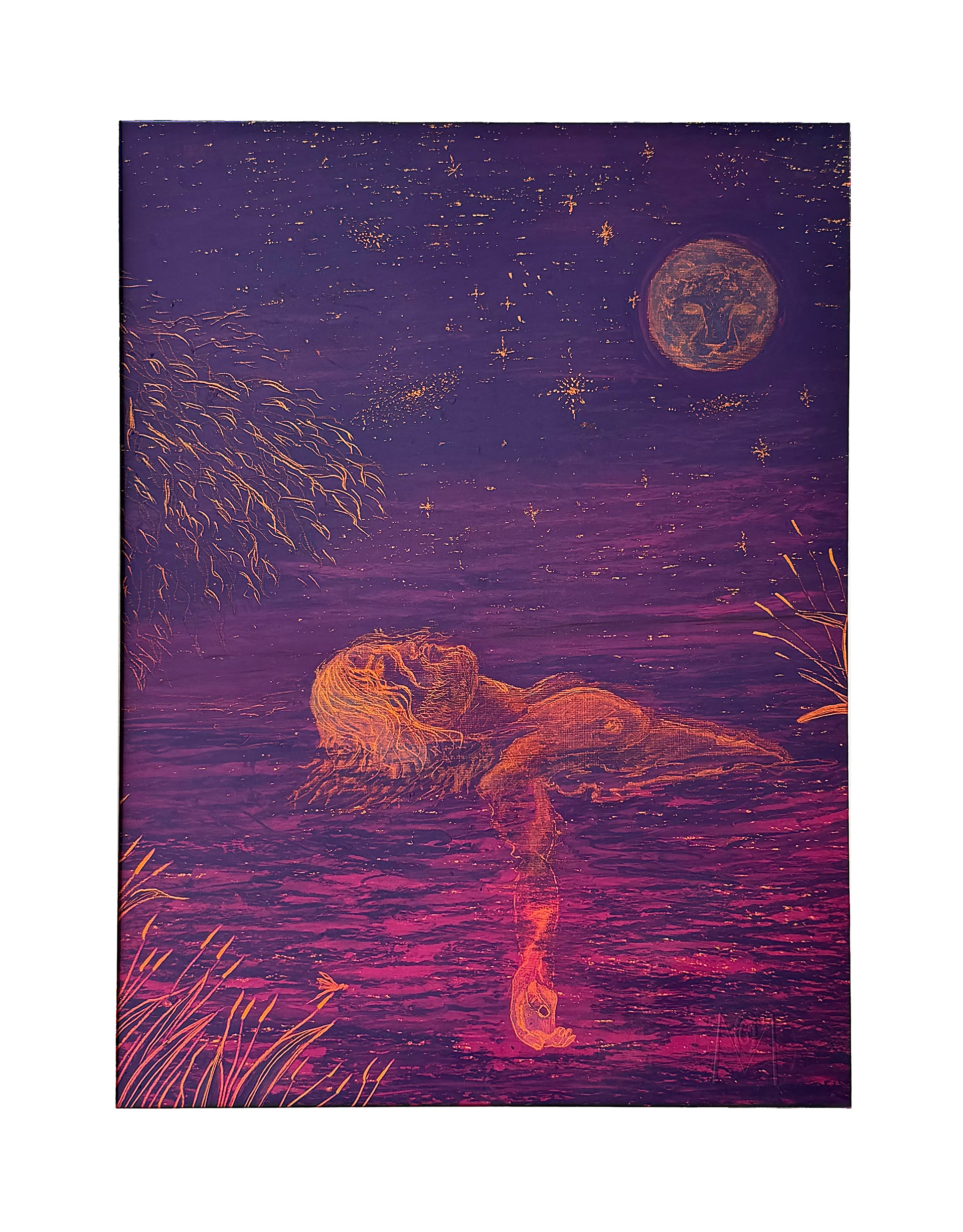 WAKING UP, Mixed media on Paper, 13in x 17in, 2024