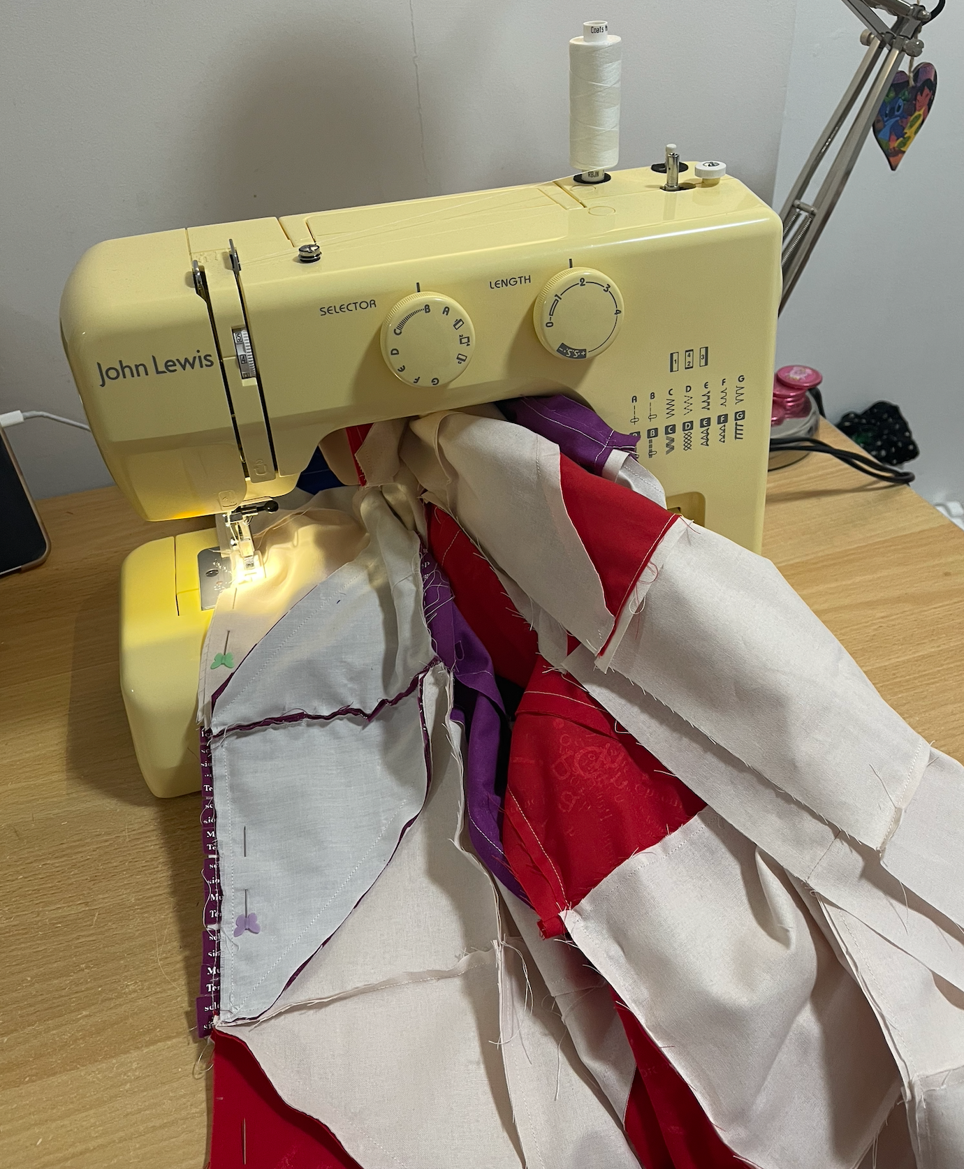 Sewing the blanket
