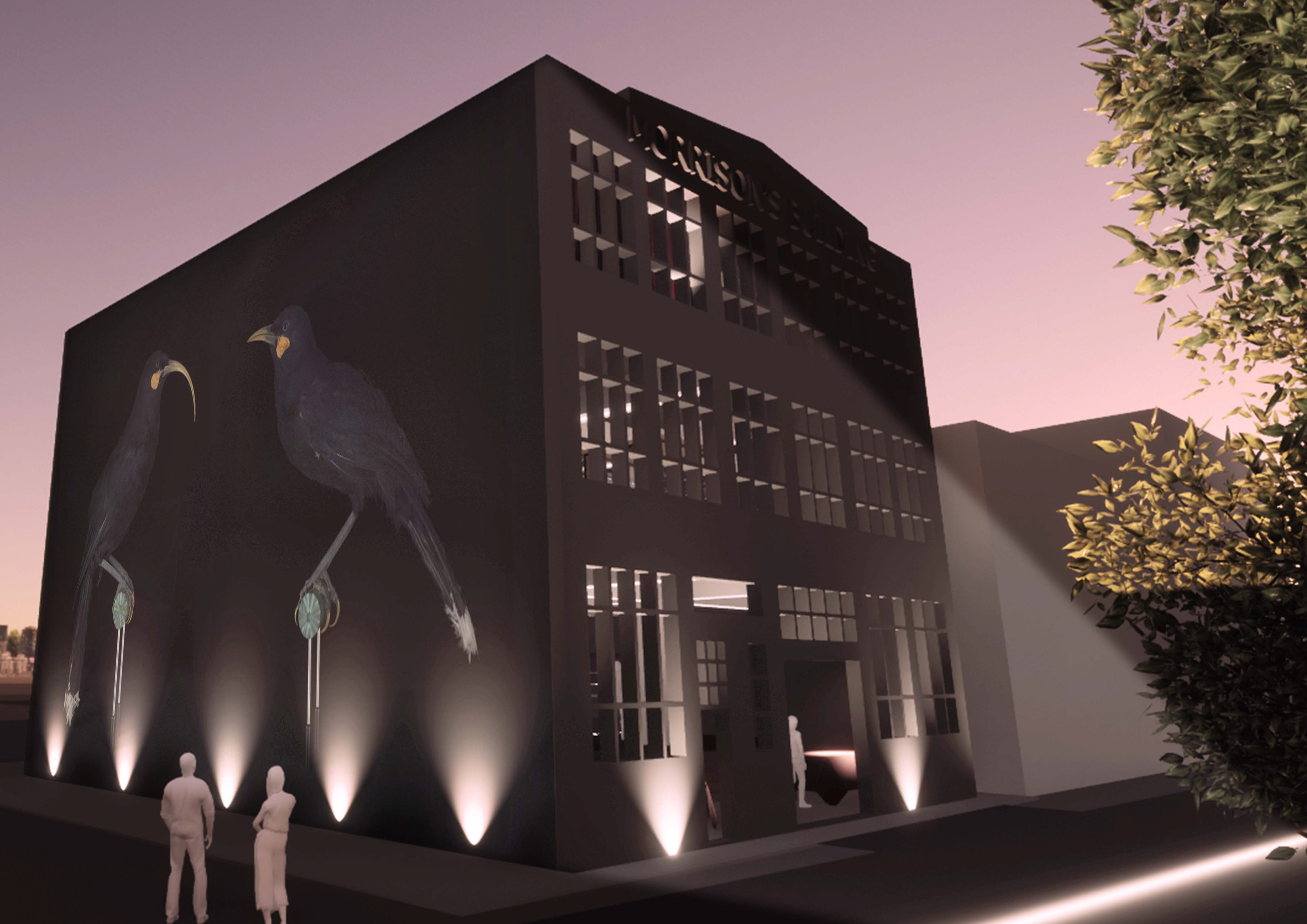 Hero image with external building projection