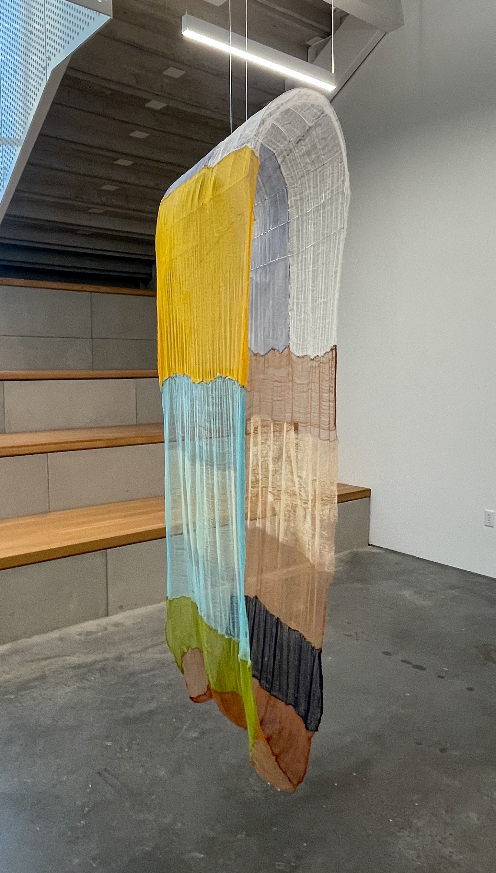 Fält (2023-2024), Hand-dyed cheesecloth, thread. 22 x 63"