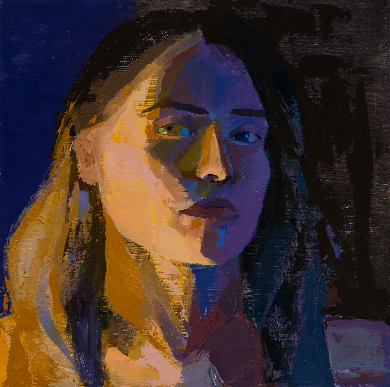 Self Portrait (2023), Oil on canvas, 16 x 16"