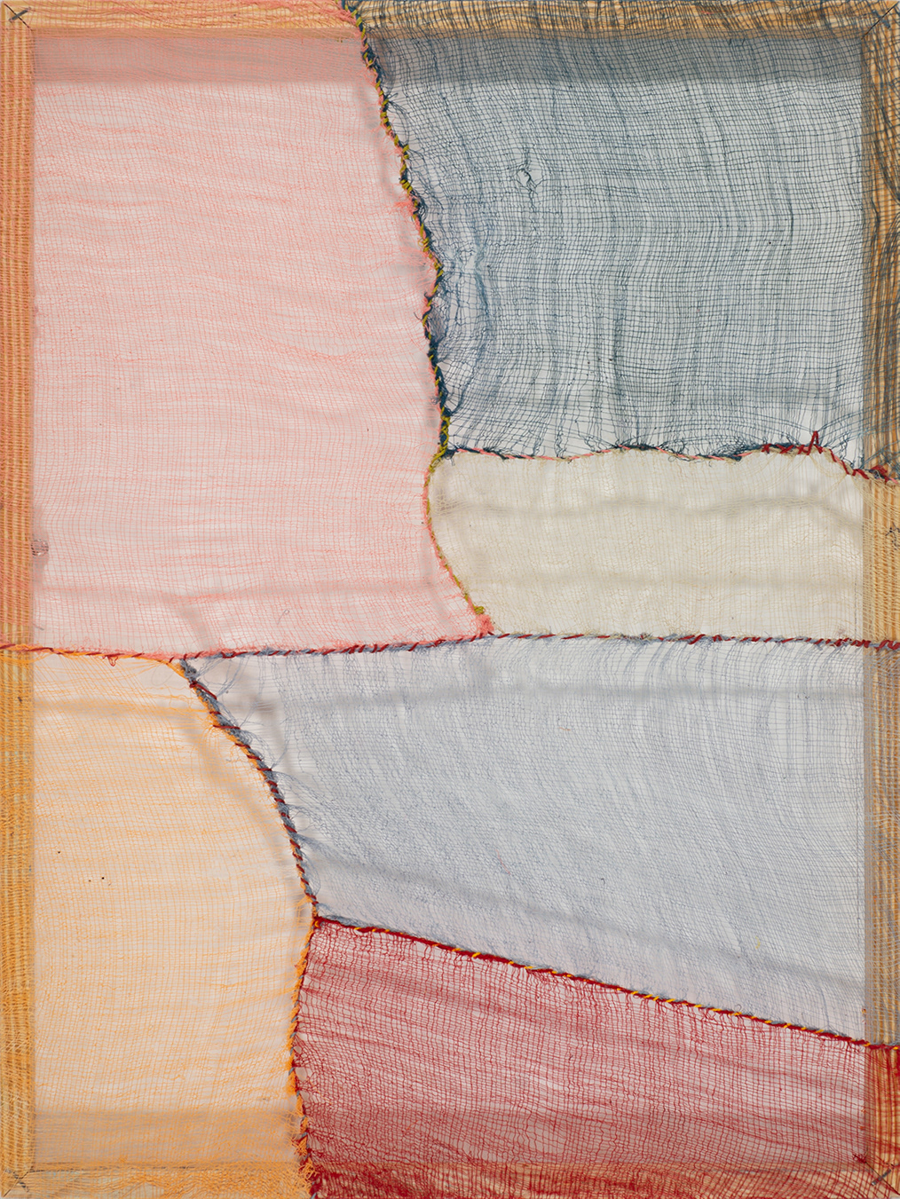 Hammarby (2023) 15 x 21", hand-dyed cheesecloth and thread, stretched over pine frame