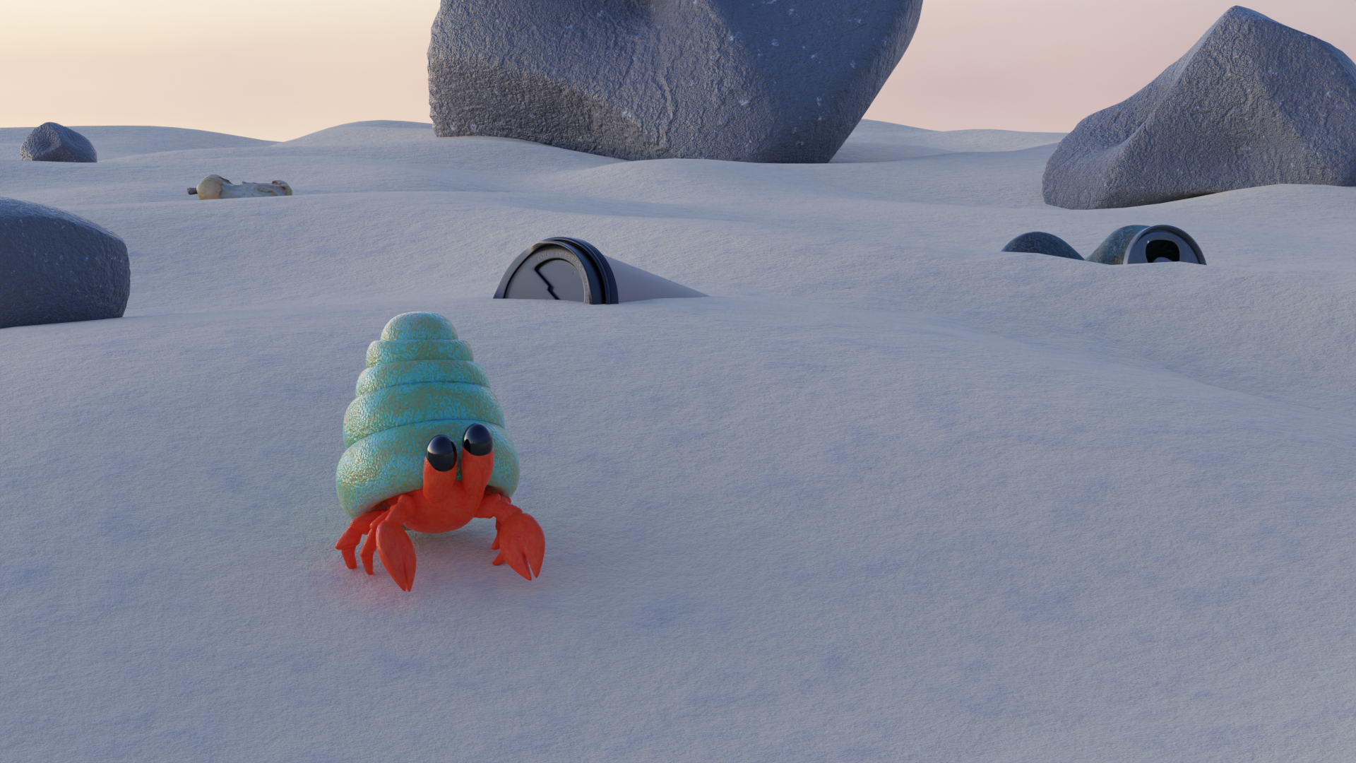 Trashed Beach, 2023, Blender