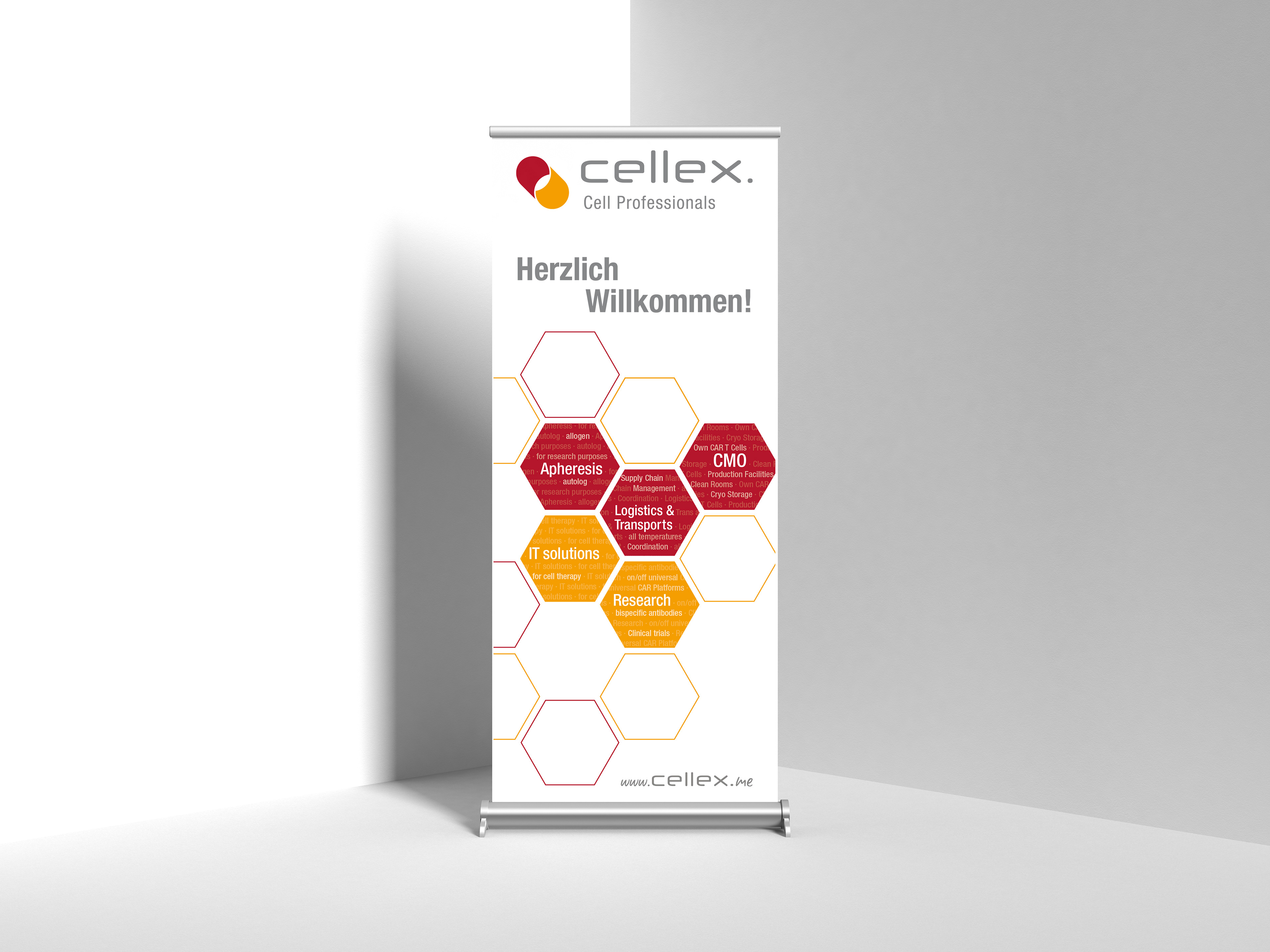 Herzlich Willkommen Rollup für Messe – Cellex