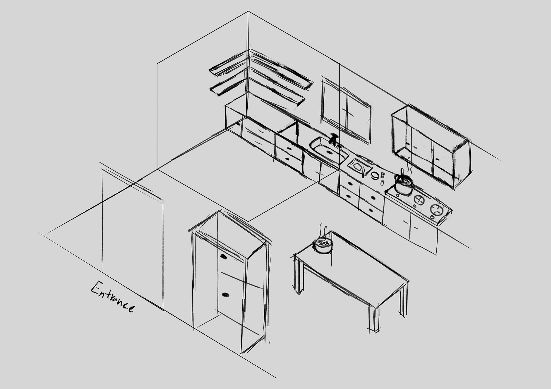Isometric sketch of the house