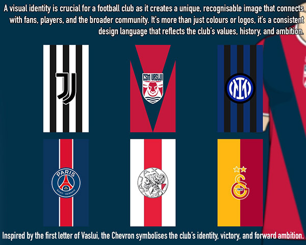 Football identity references and the V-shaped chevron direction
