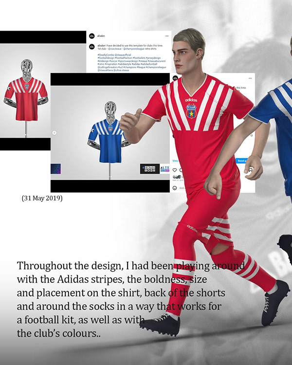 Stripe scale and placement development with football-kit renders