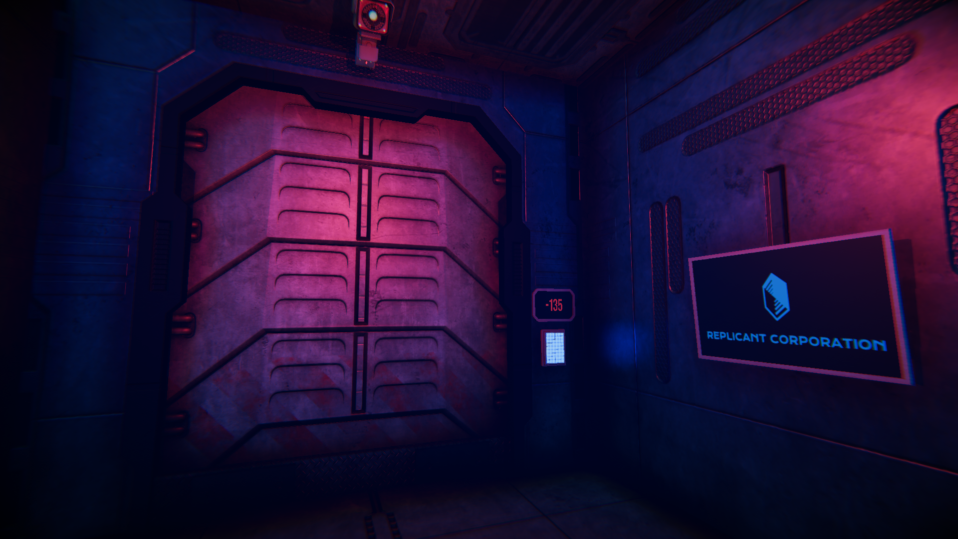 Start of the game. Elevator descending while the player receives the task.