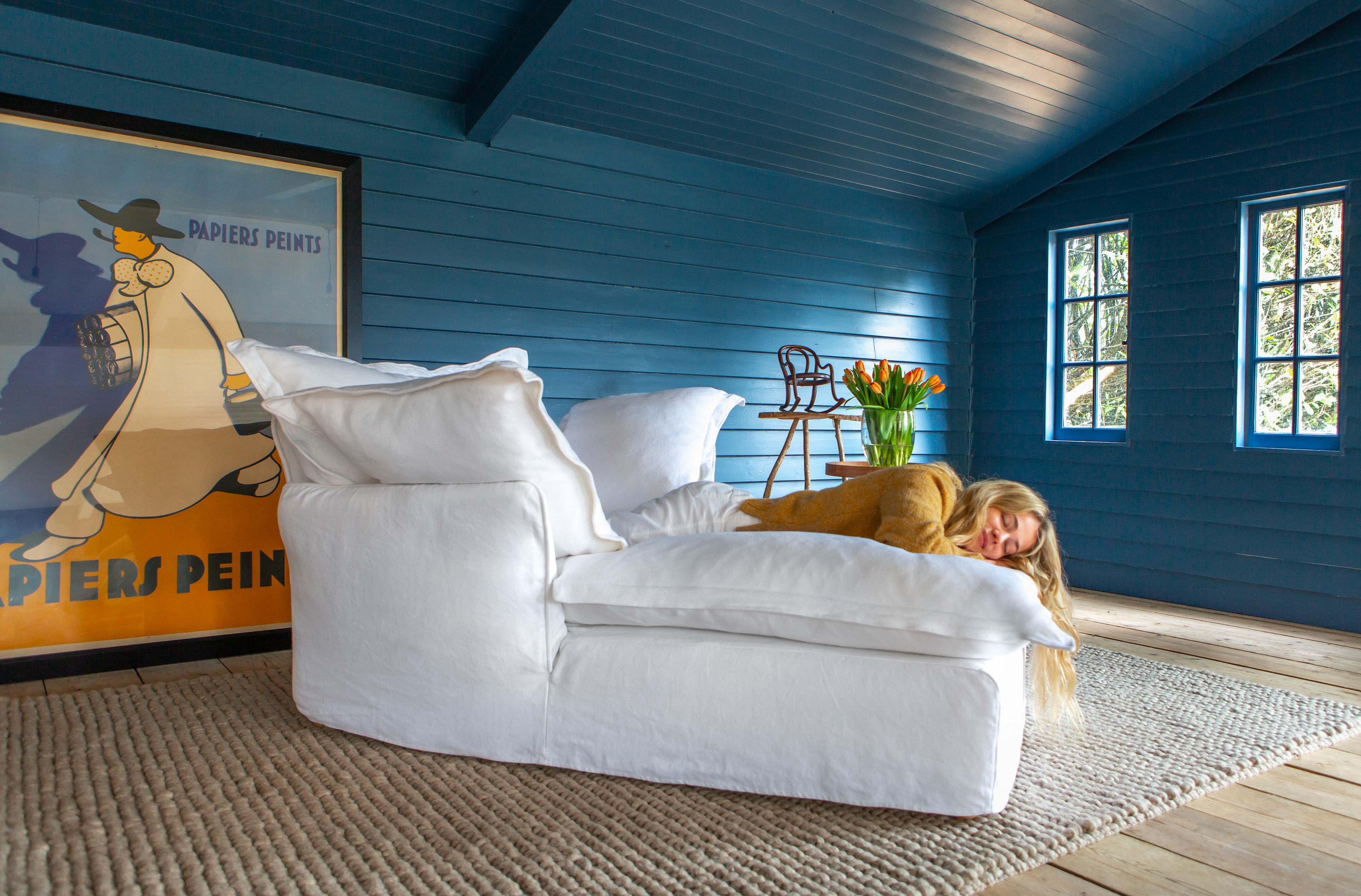 Selenite 100% Linen - Song Pillow Edge Armchair Chaise (Coming to US and Aus in 2022)