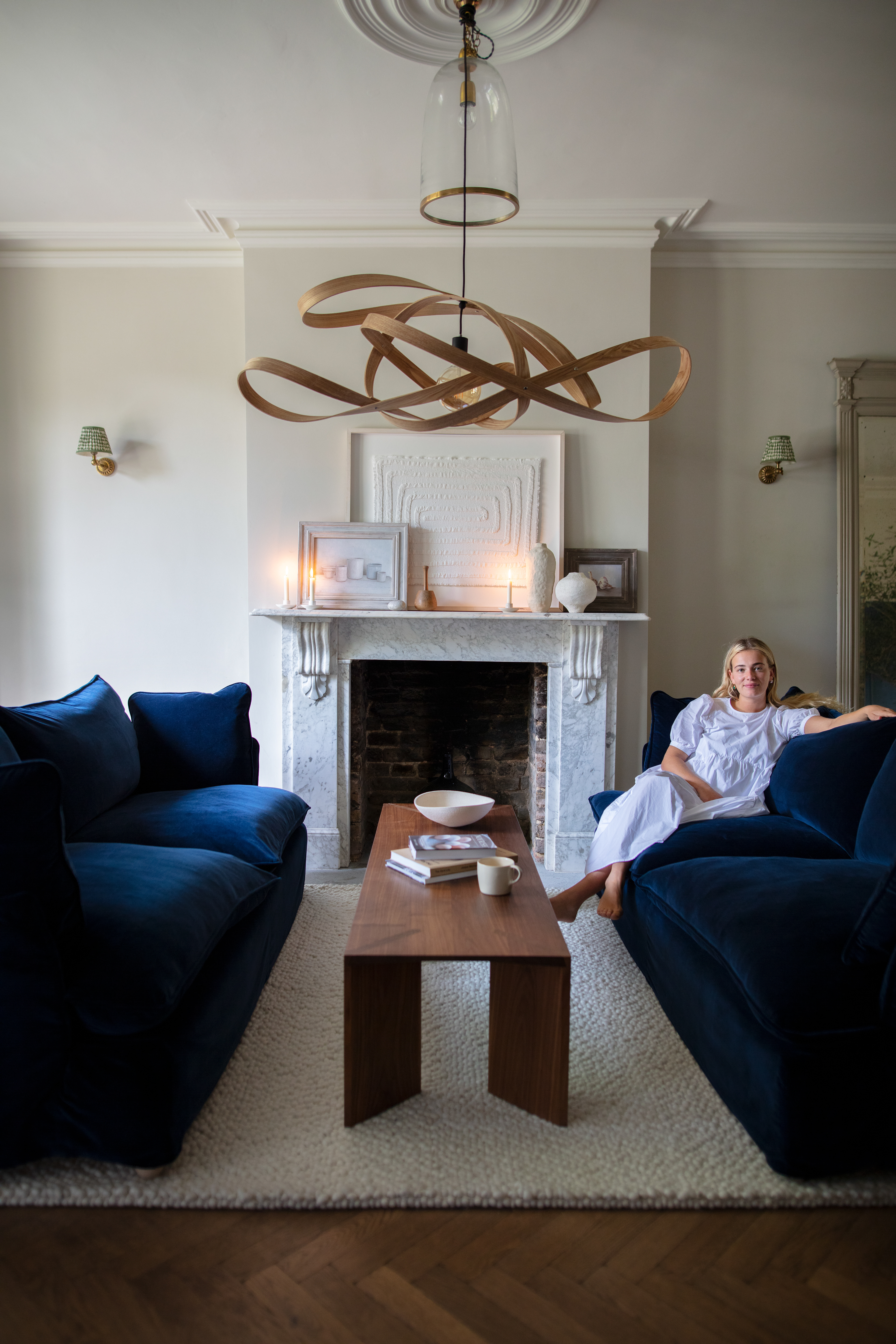 Indigo Spice Velvet - Marnie Piped Edge Sofa
