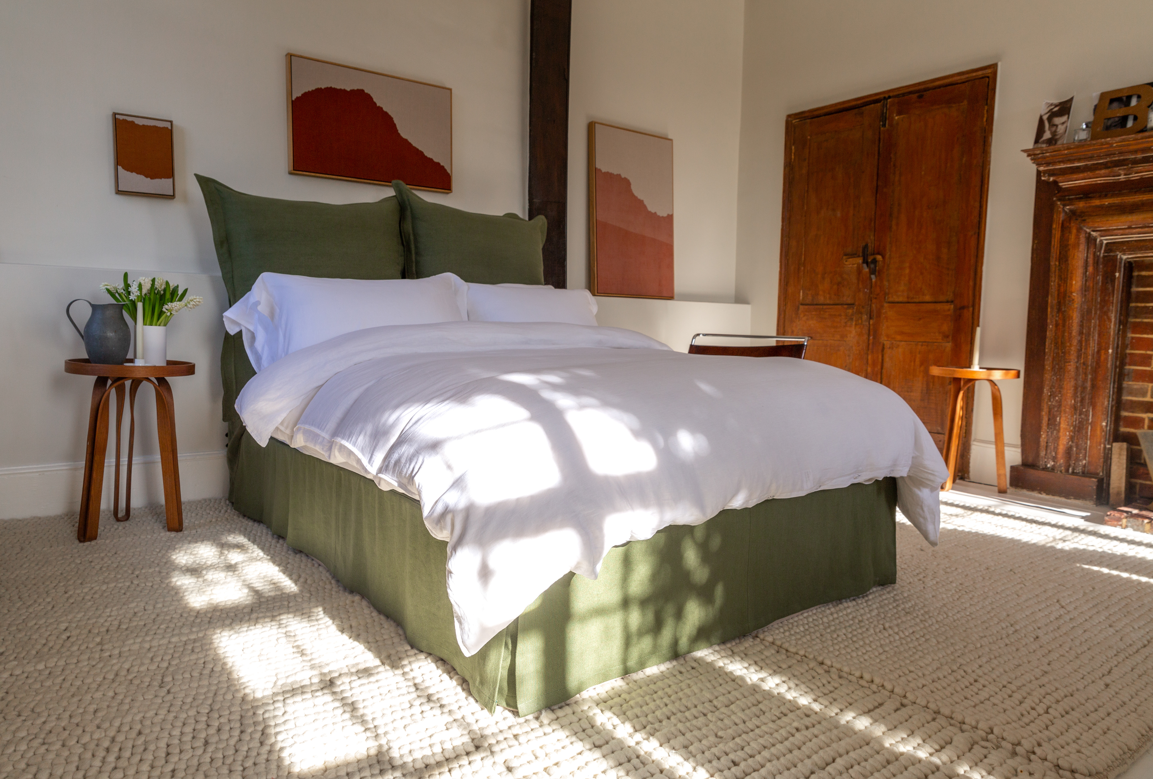 Malachite 100% Linen - Song Pillow Edge Headboard & Valance