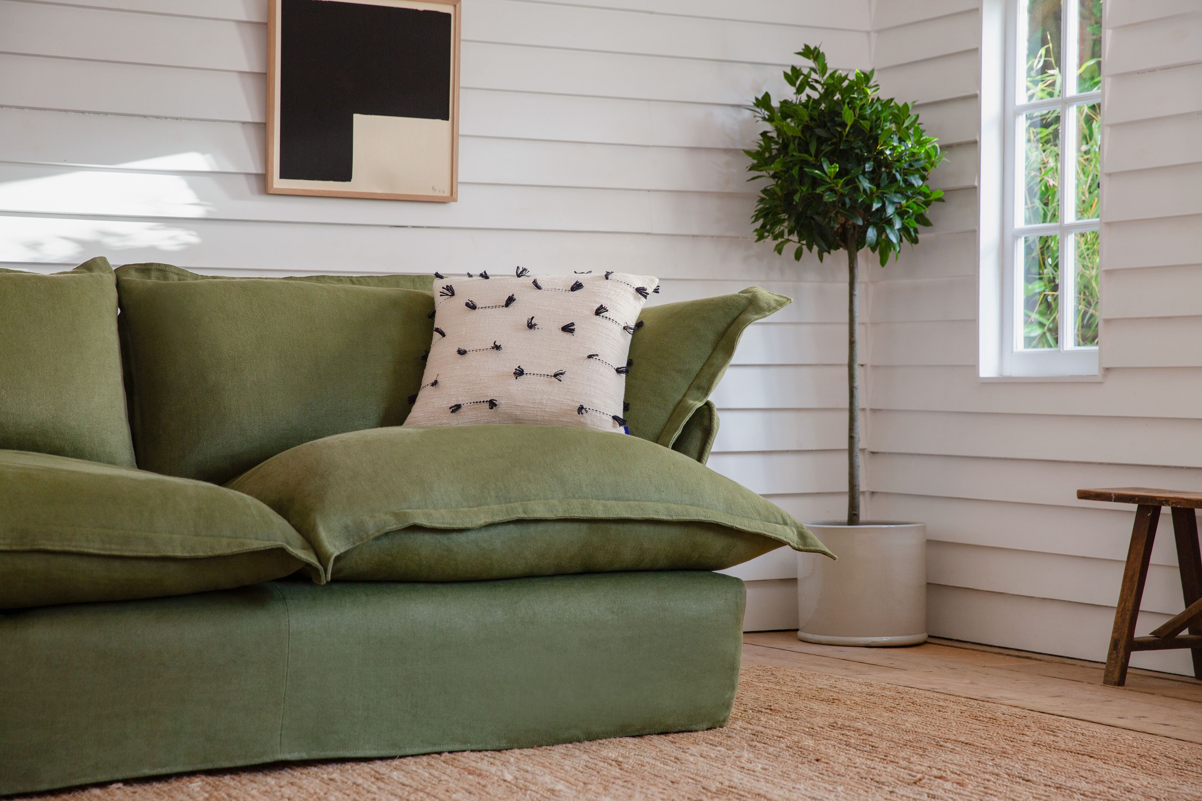 Malachite 100% Linen - Song Pillow Edge Large Sofa