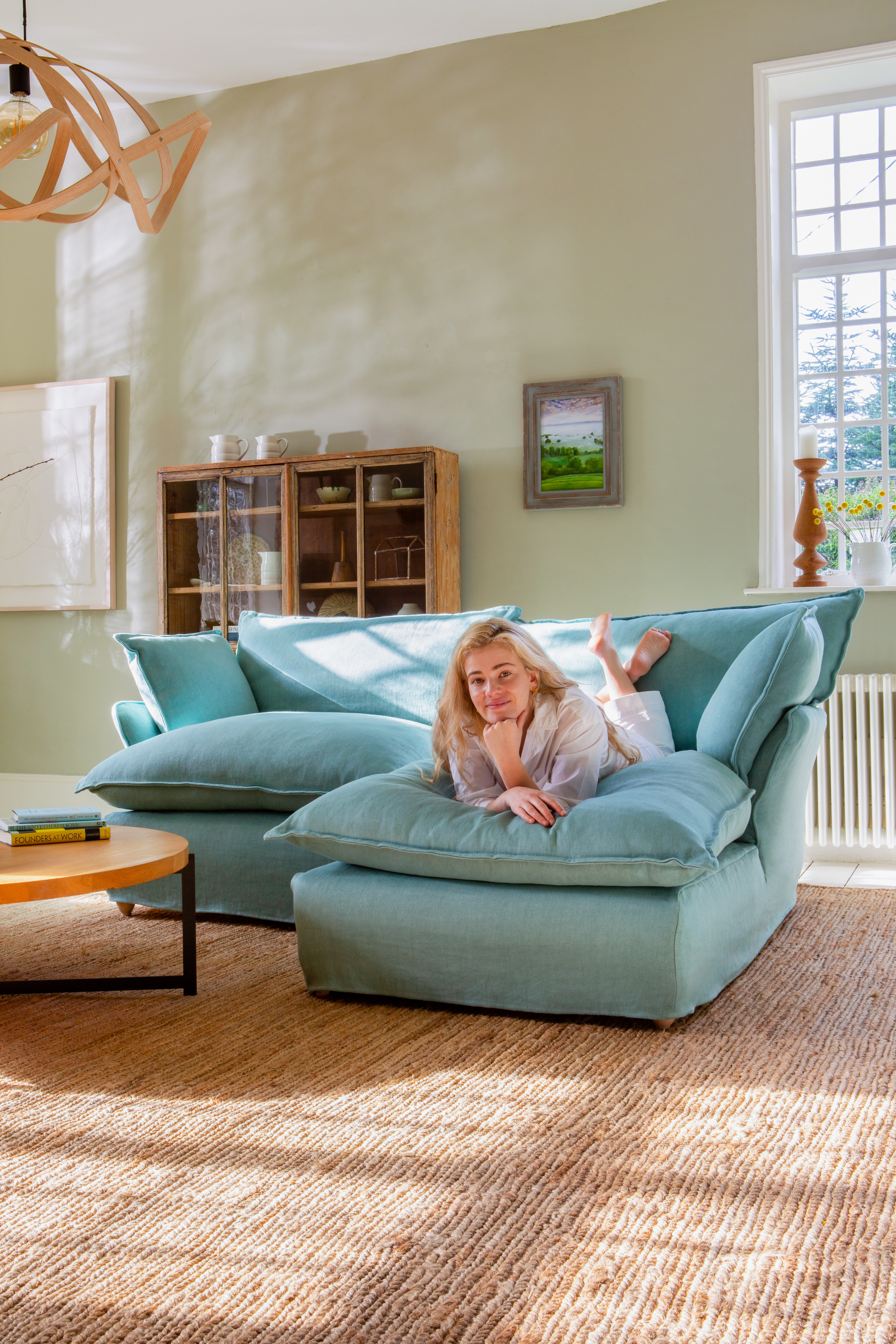 Celestine 100% Linen - Song Short Pillow Edge Chaise Sofa
