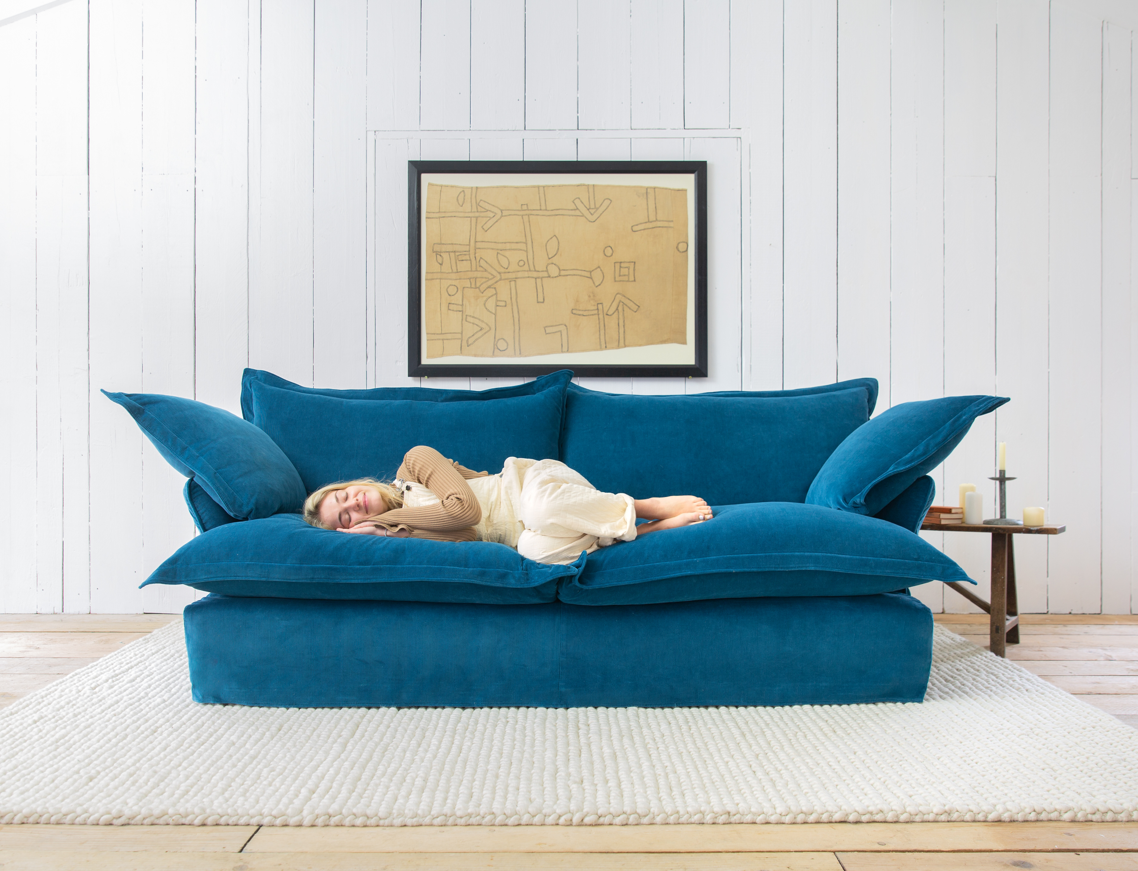 Peacock Corduroy - Song Pillow Edge Sofa