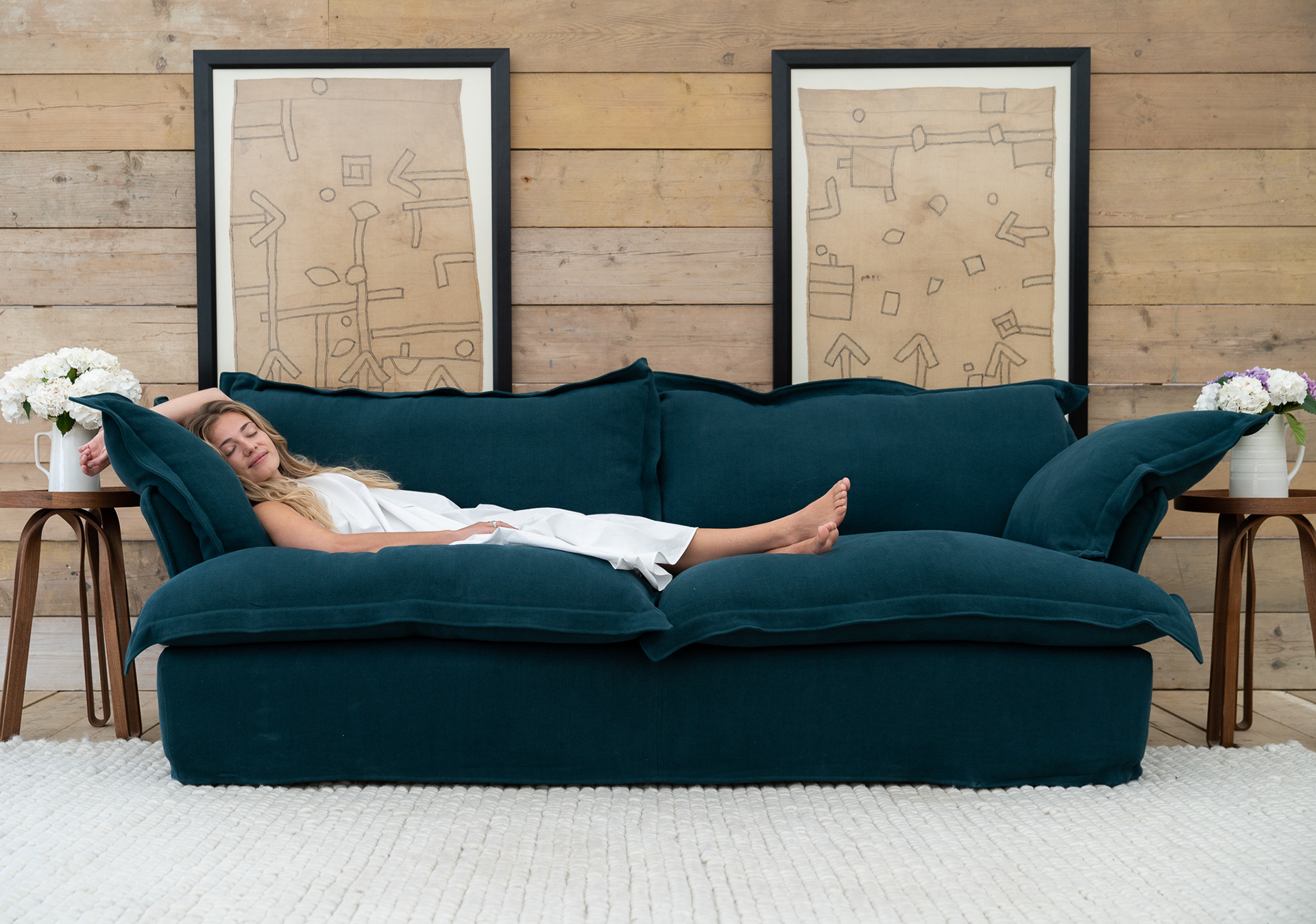 Topaz 100% Linen - Song Pillow Edge Sofa