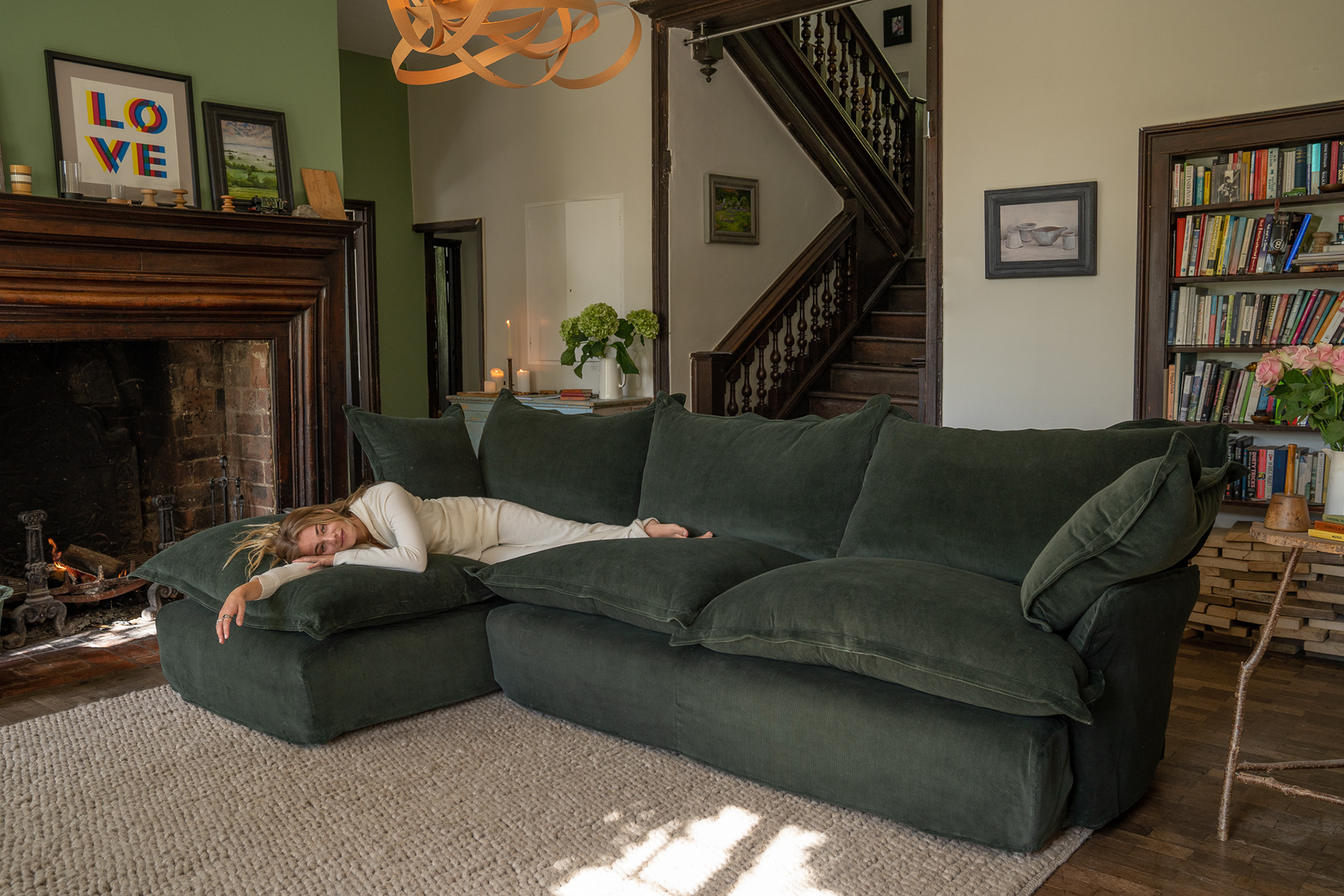 Customer Own Fabric - Song Pillow Edge Large Chaise Sofa