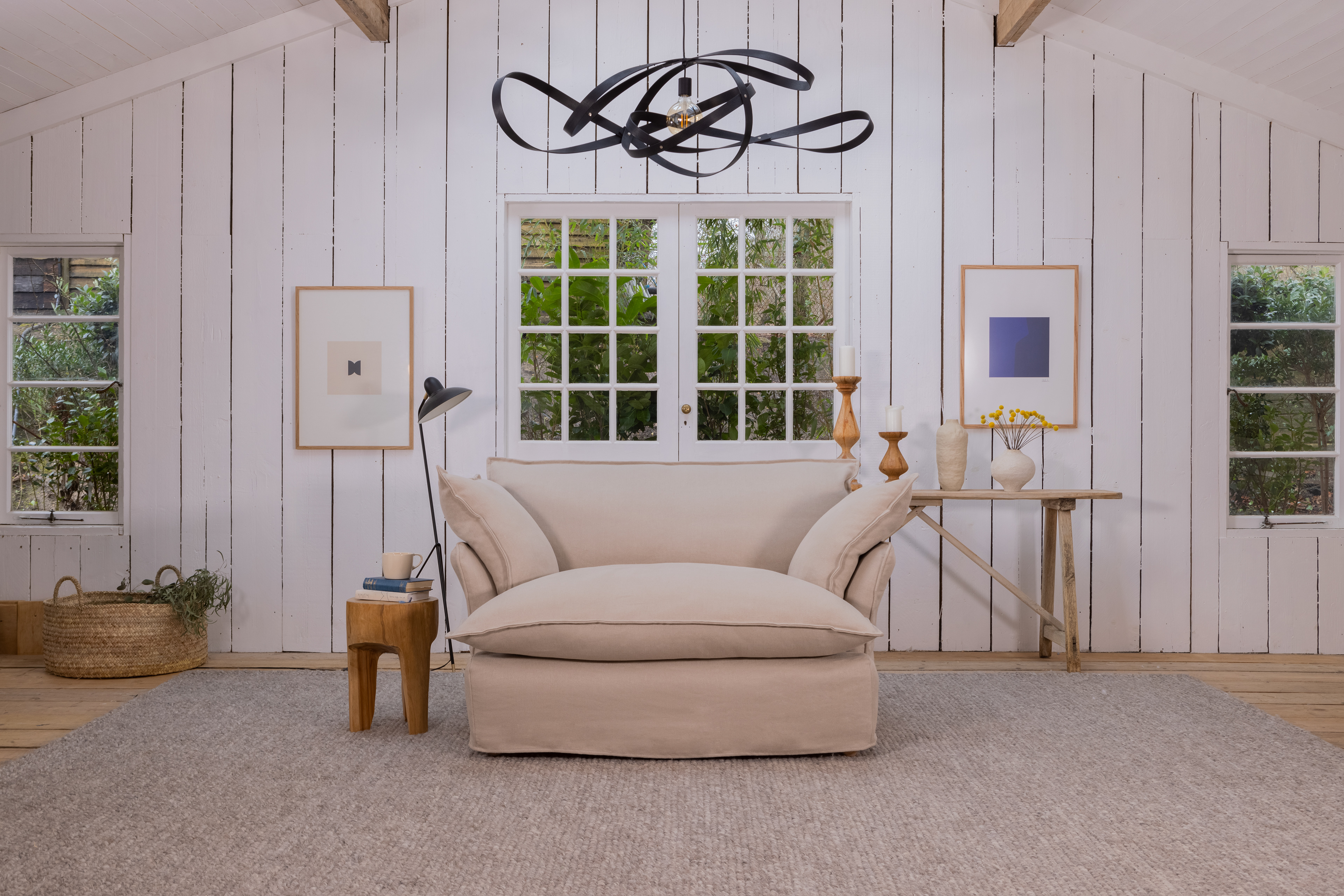 Jasper 100% Linen - Song Short Pillow Edge Love Seat