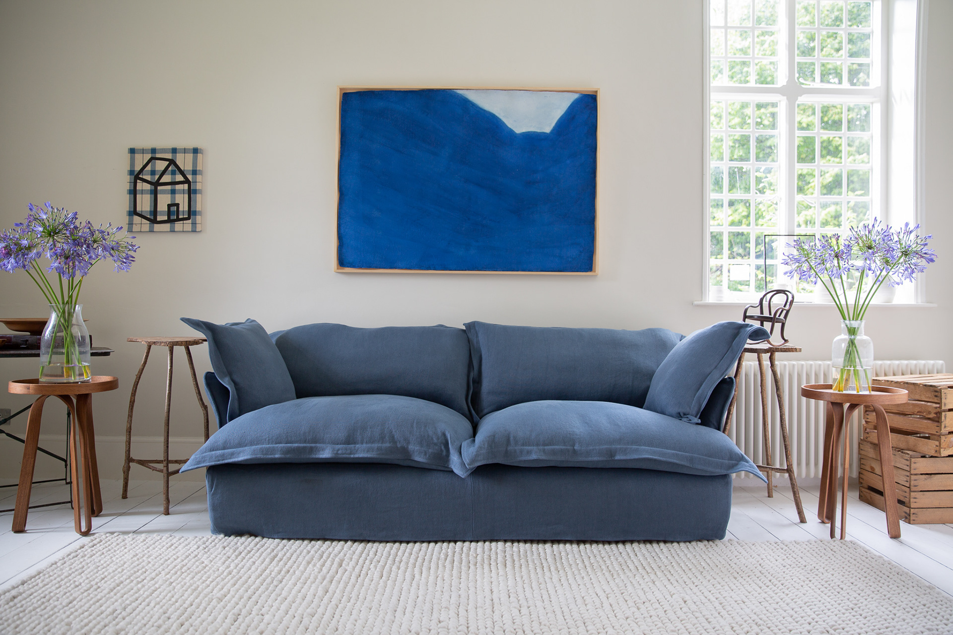 Angelite 100% Linen - Song Pillow Edge Sofa