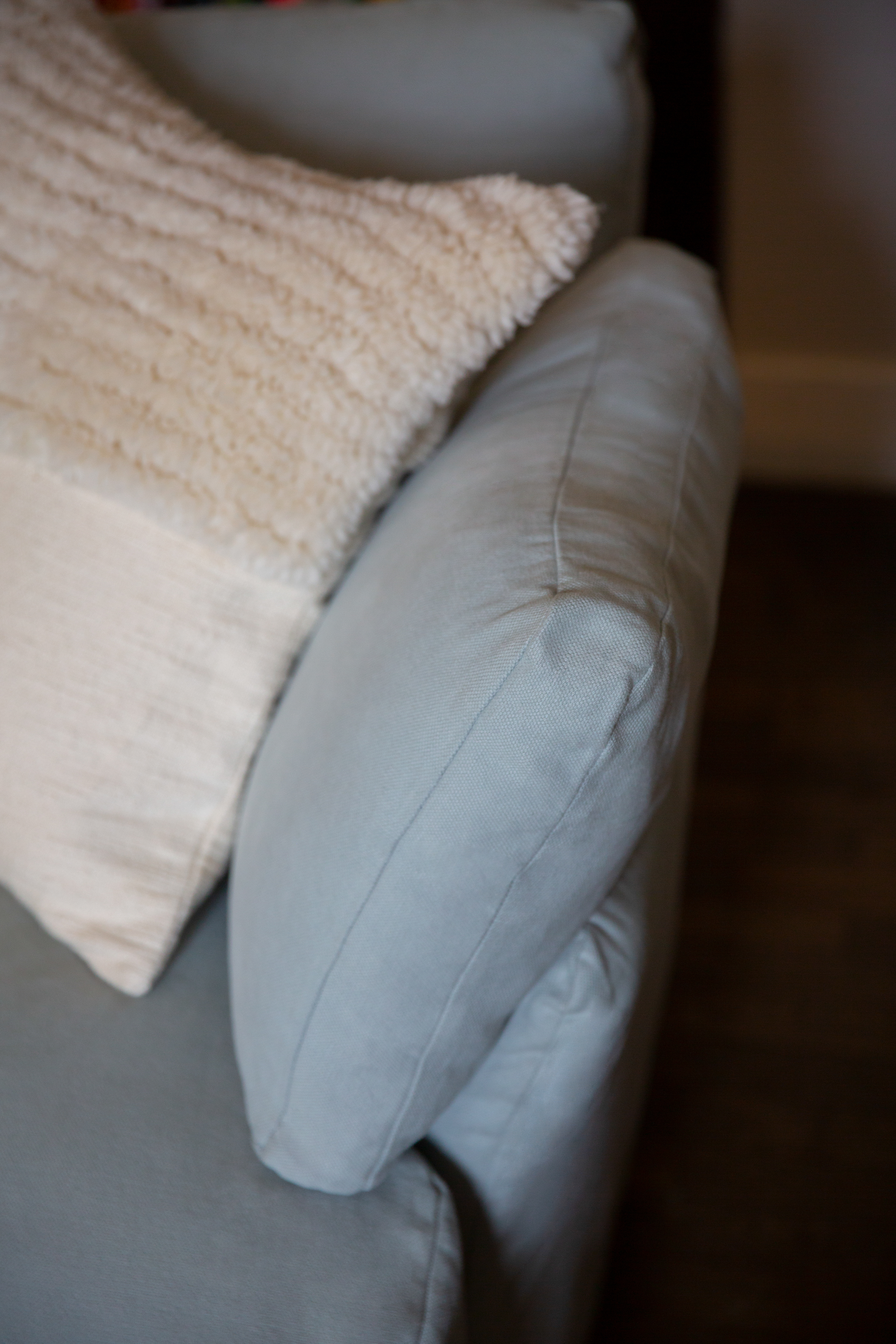 Silver Birch Grey Brushed Cotton - Otter Soft Edge Sofa