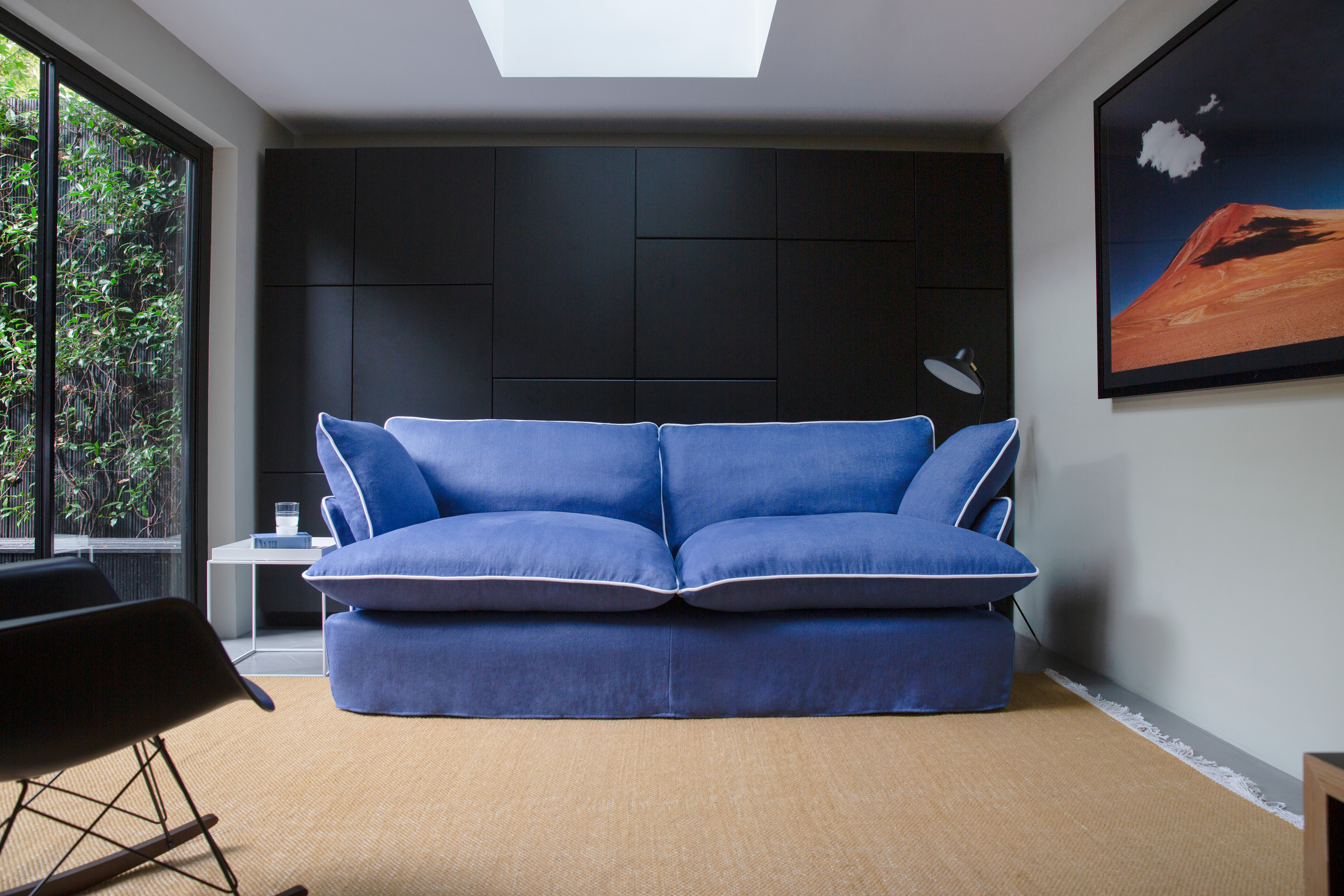 Sapphire/Selenite 100% Linen Marnie Contrast Piped Sofa