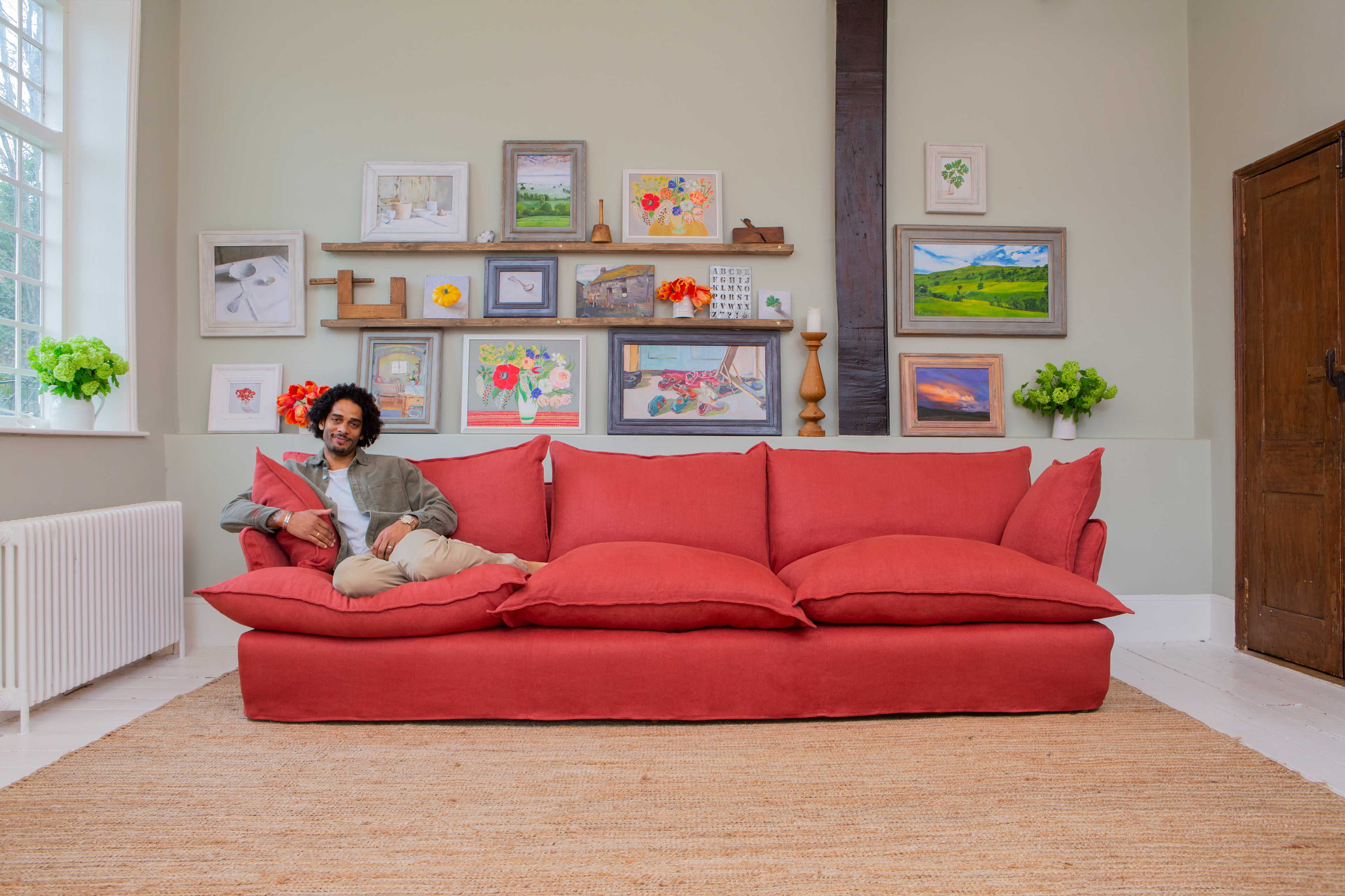 Ruby 100% Linen - Song Short Pillow Edge Large Sofa