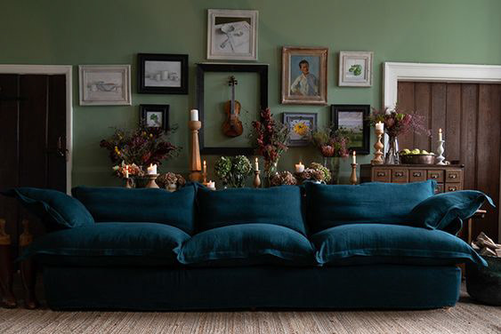 Topaz 100% Linen - Song Pillow Edge Large Sofa