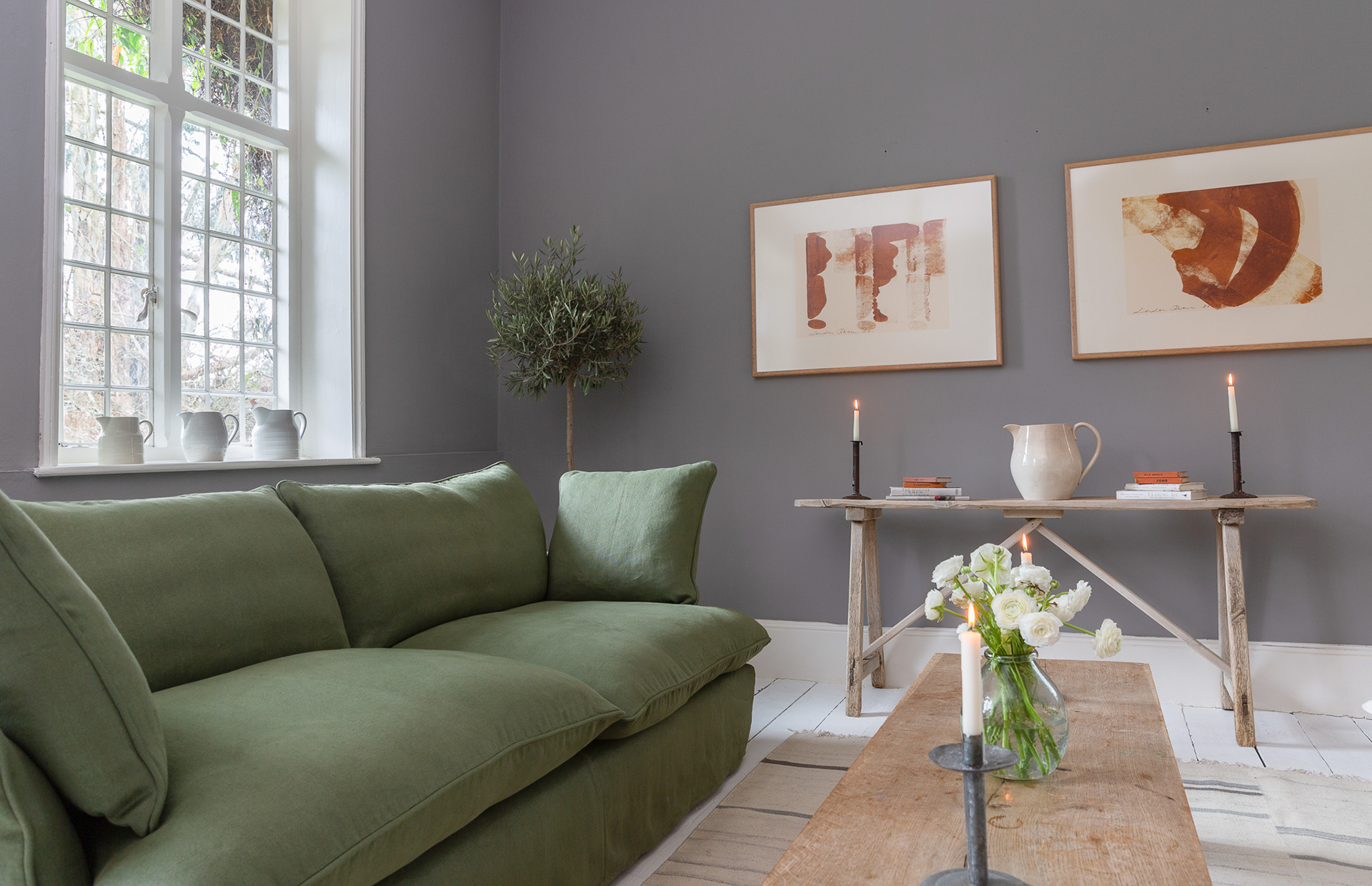 Malachite 100% Linen - Marnie Piped Edge Sofa