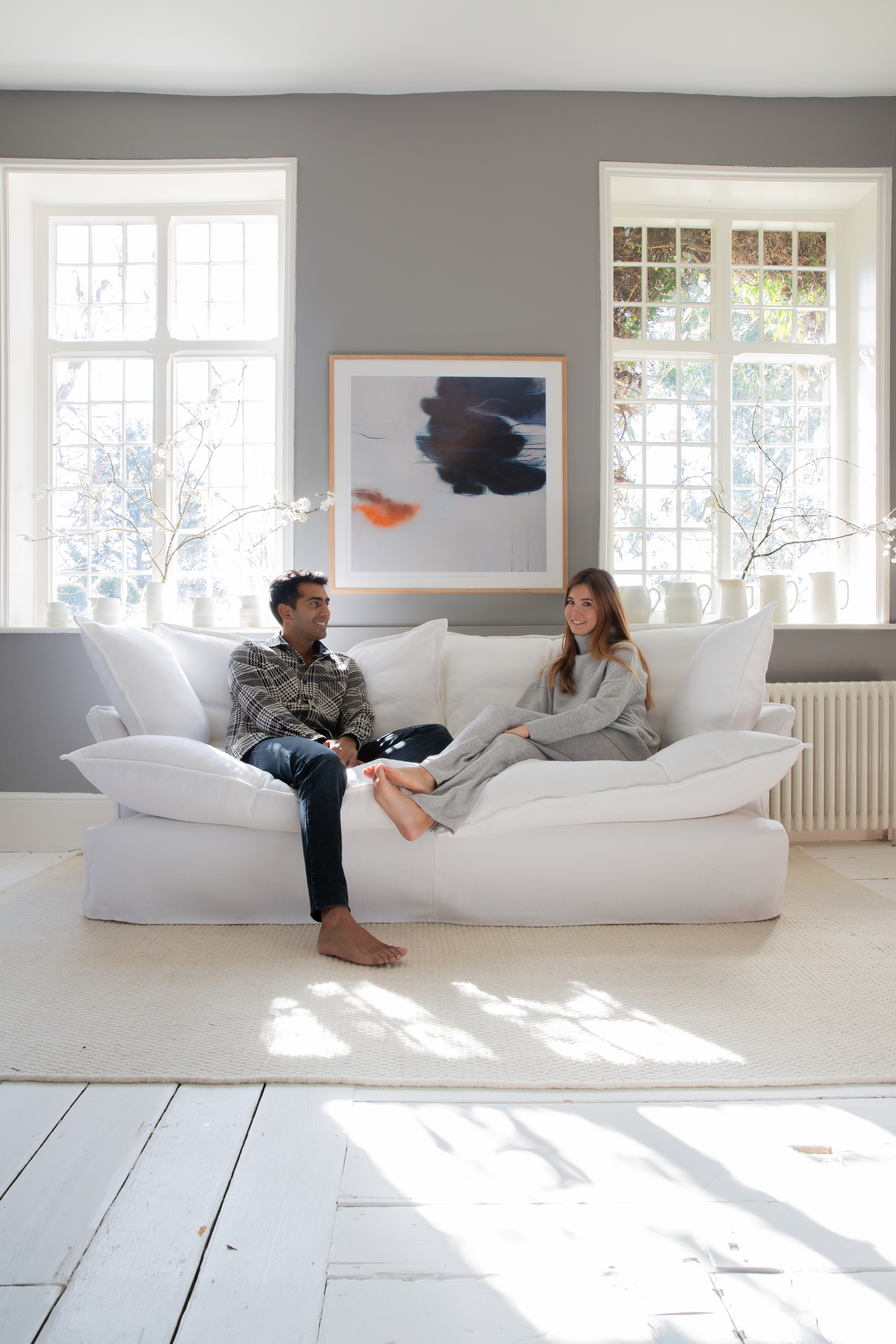 Selenite 100% Linen - Song Pillow Edge Sofa
