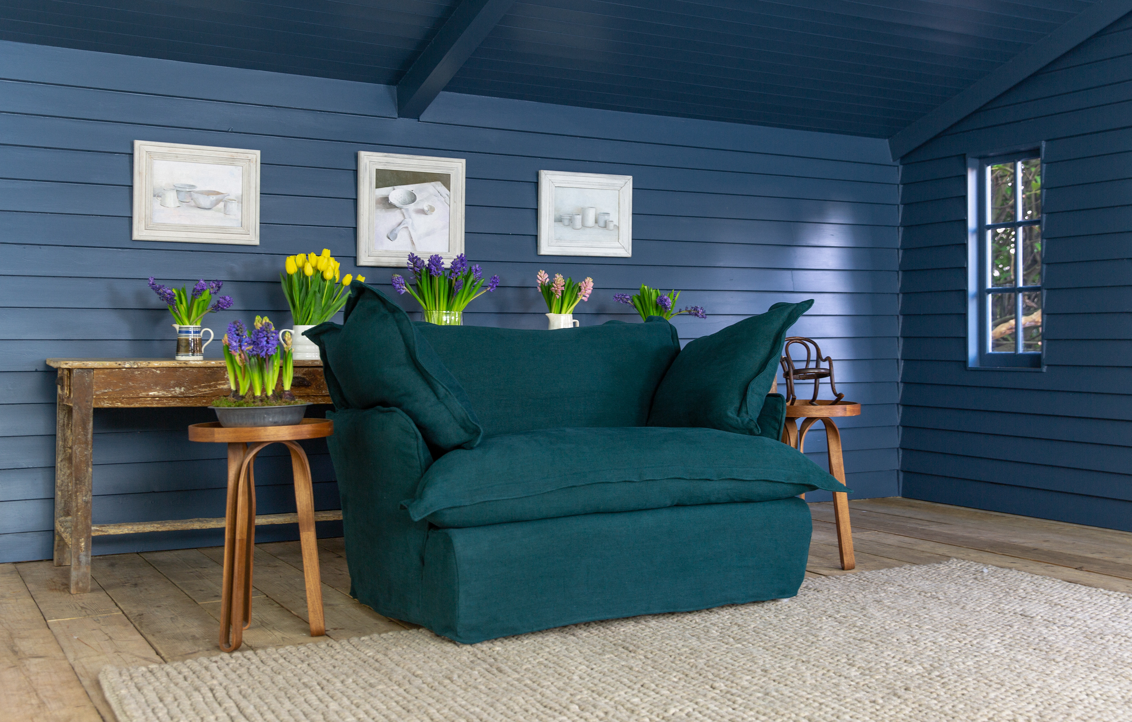 Topaz 100% Linen - Song Pillow Edge Love Seat