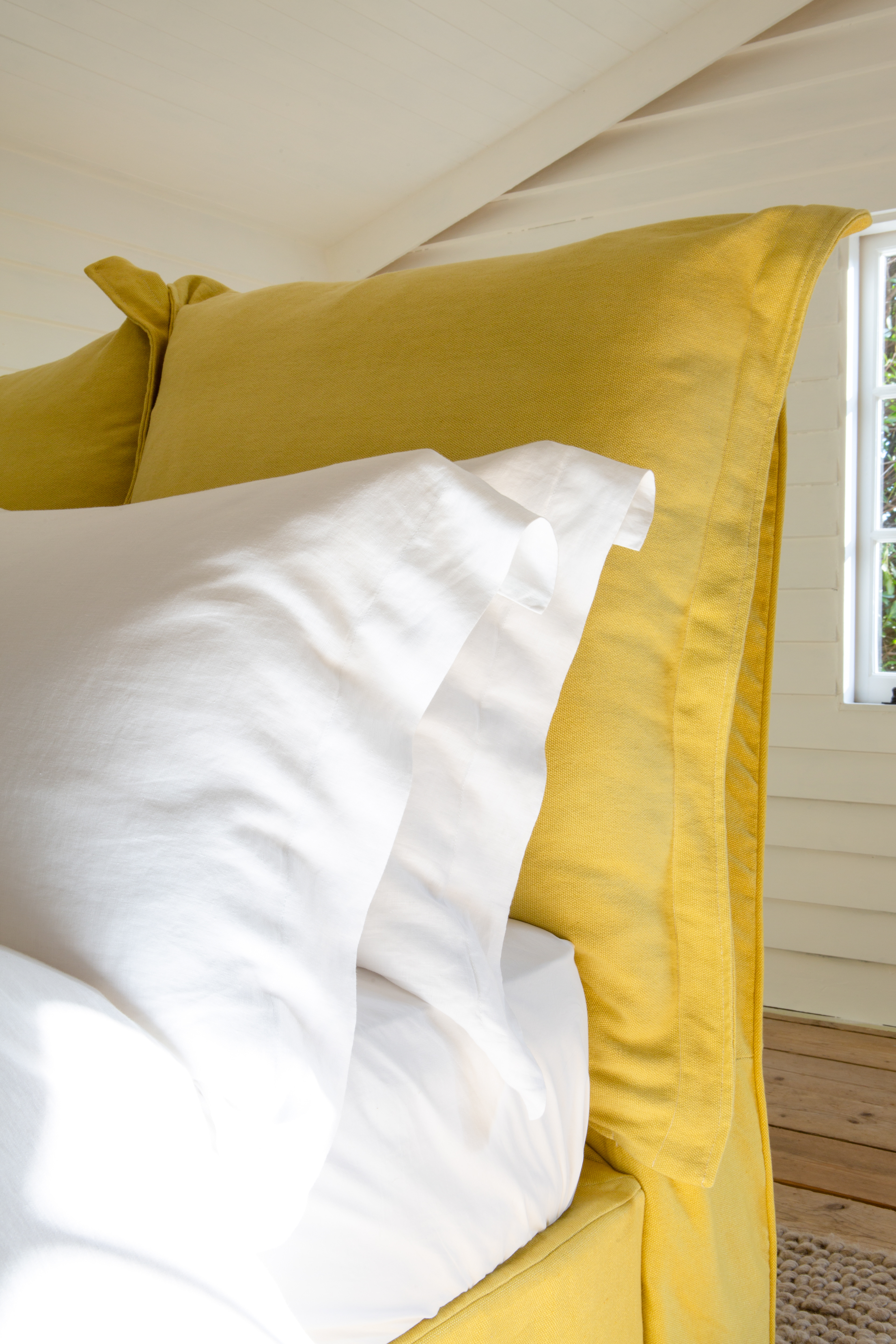 Citrine 100% Linen - Song Pillow Edge Headboard & Valance