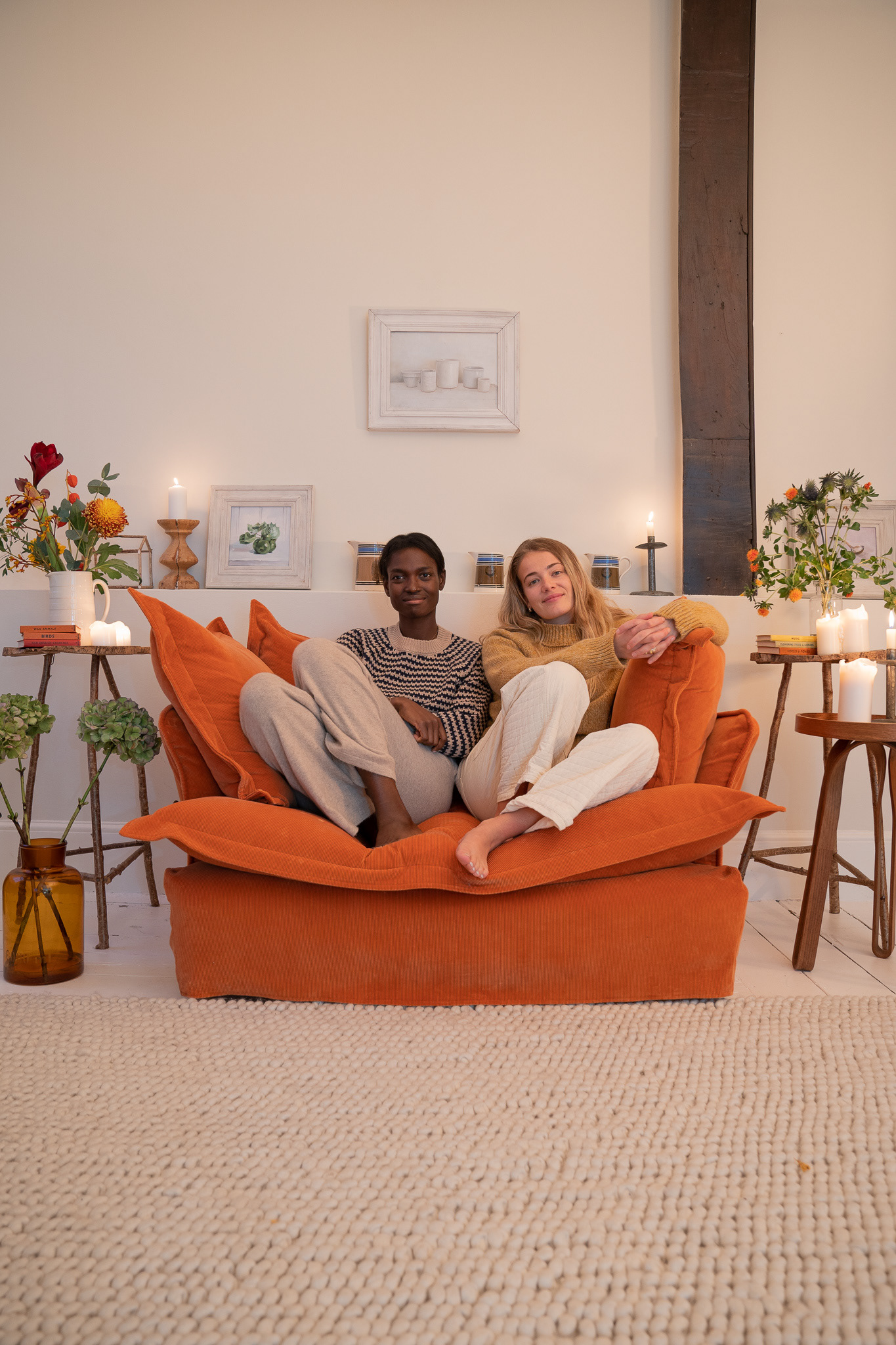 Burnt Orange Corduroy - Song Pillow Edge Love Seat