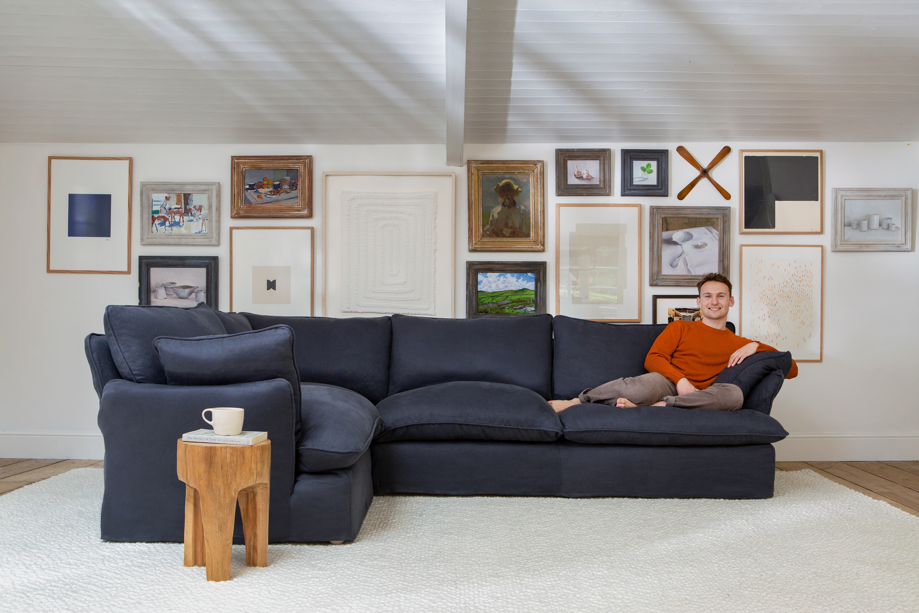 Hawk's Eye 100% Linen - Marnie Piped Edge 2x3 Corner Sofa