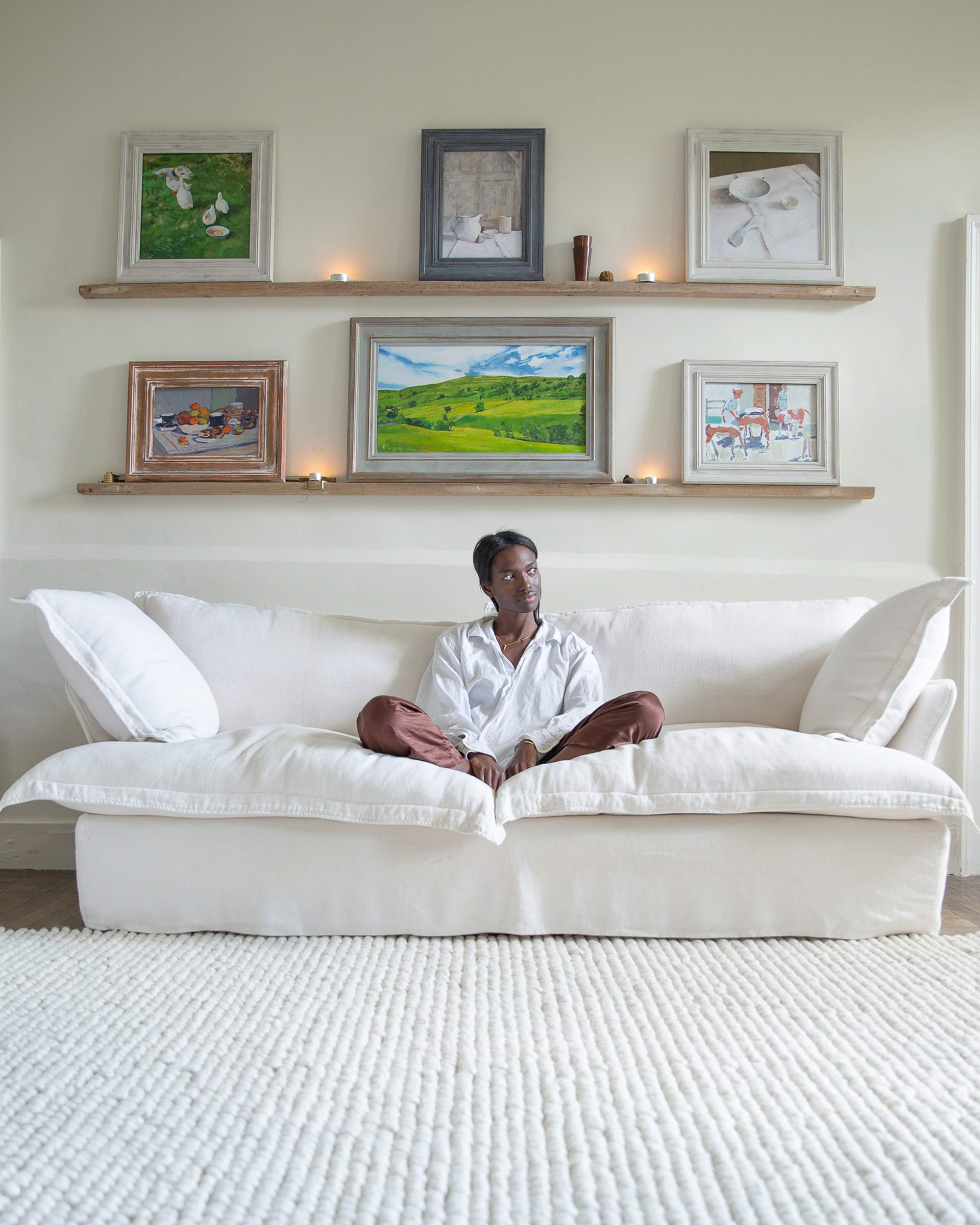 Moonstone 100% Linen - Song Pillow Edge Sofa