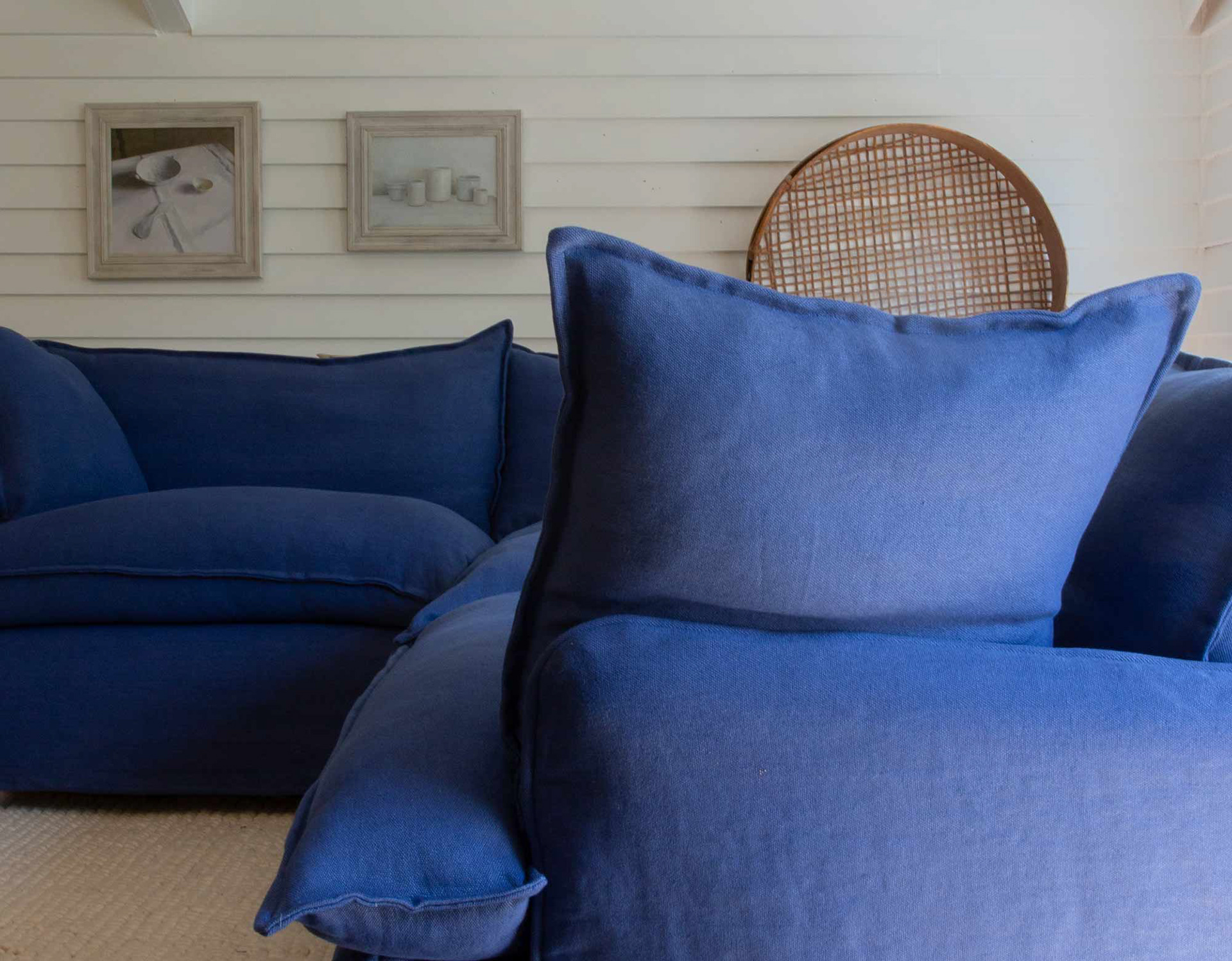 Sapphire 100% Linen - Song Short Pillow Edge 2x3 Corner Sofa