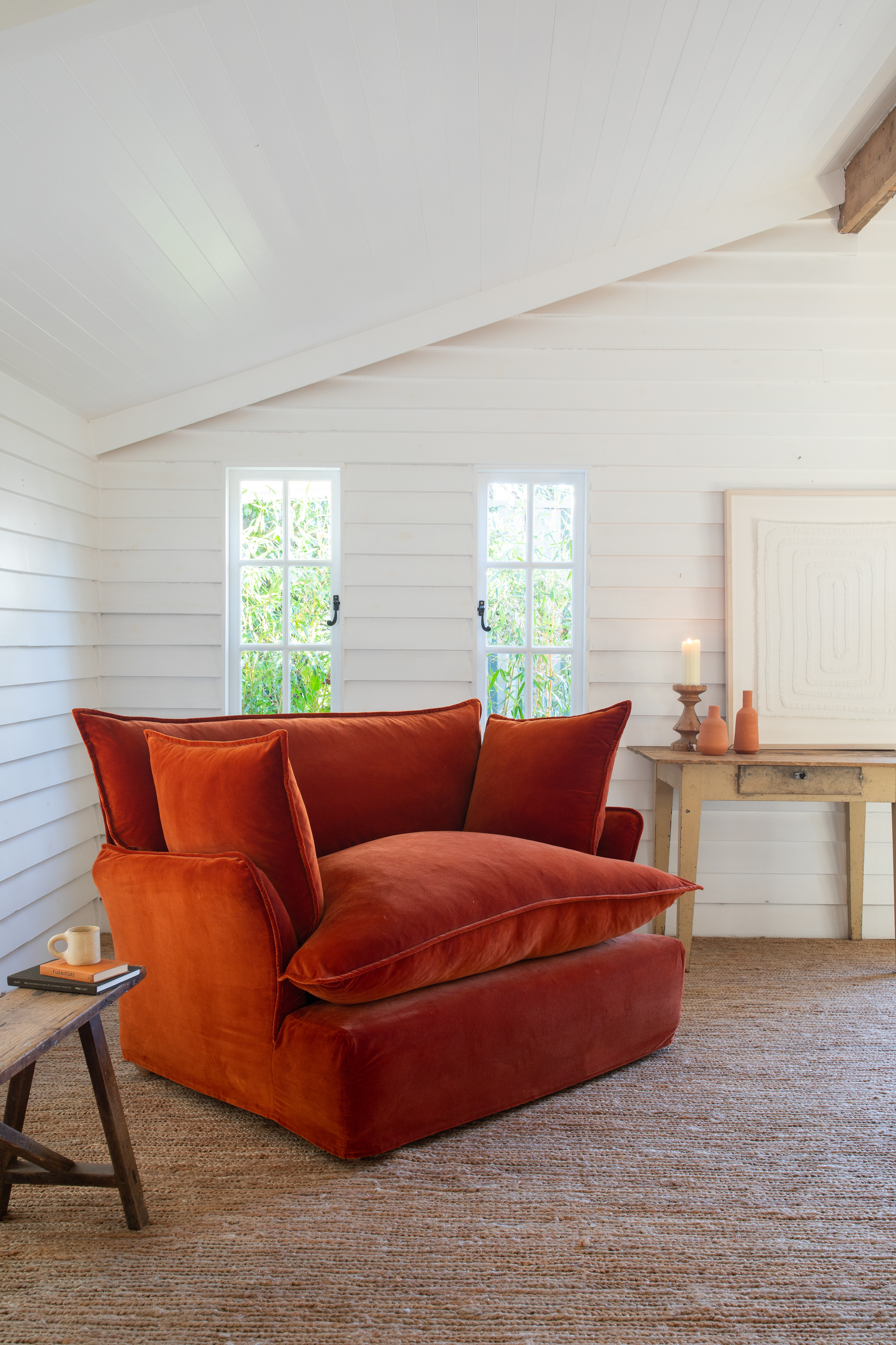 Paprika Velvet - Song Short Pillow Edge Love Seat