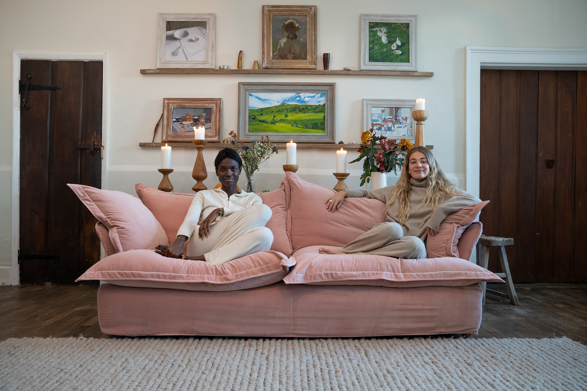 Pink Peppercorn Velvet - Song Pillow Edge Sofa