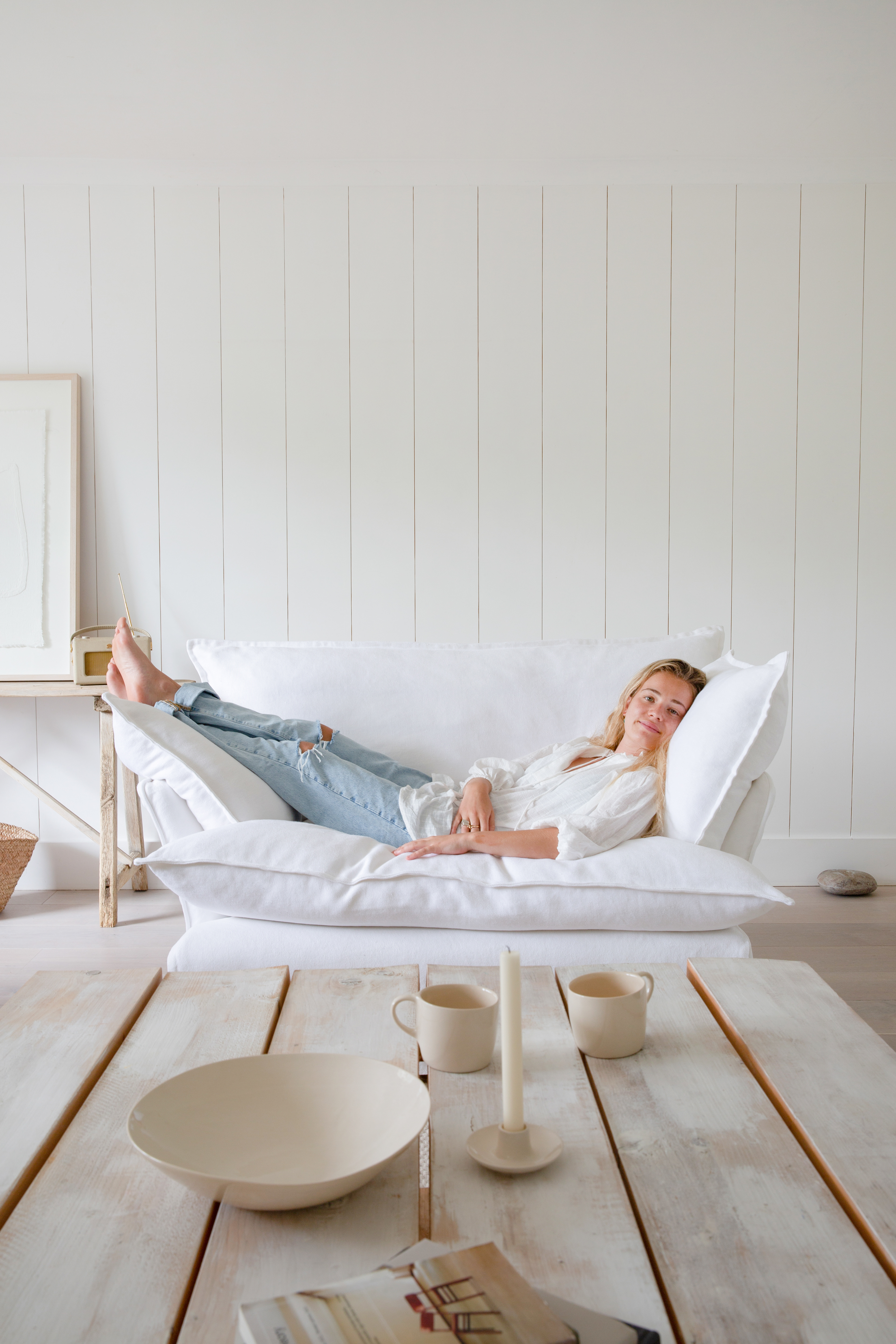 Selenite 100% Linen - Song Short Pillow Edge Love Seat