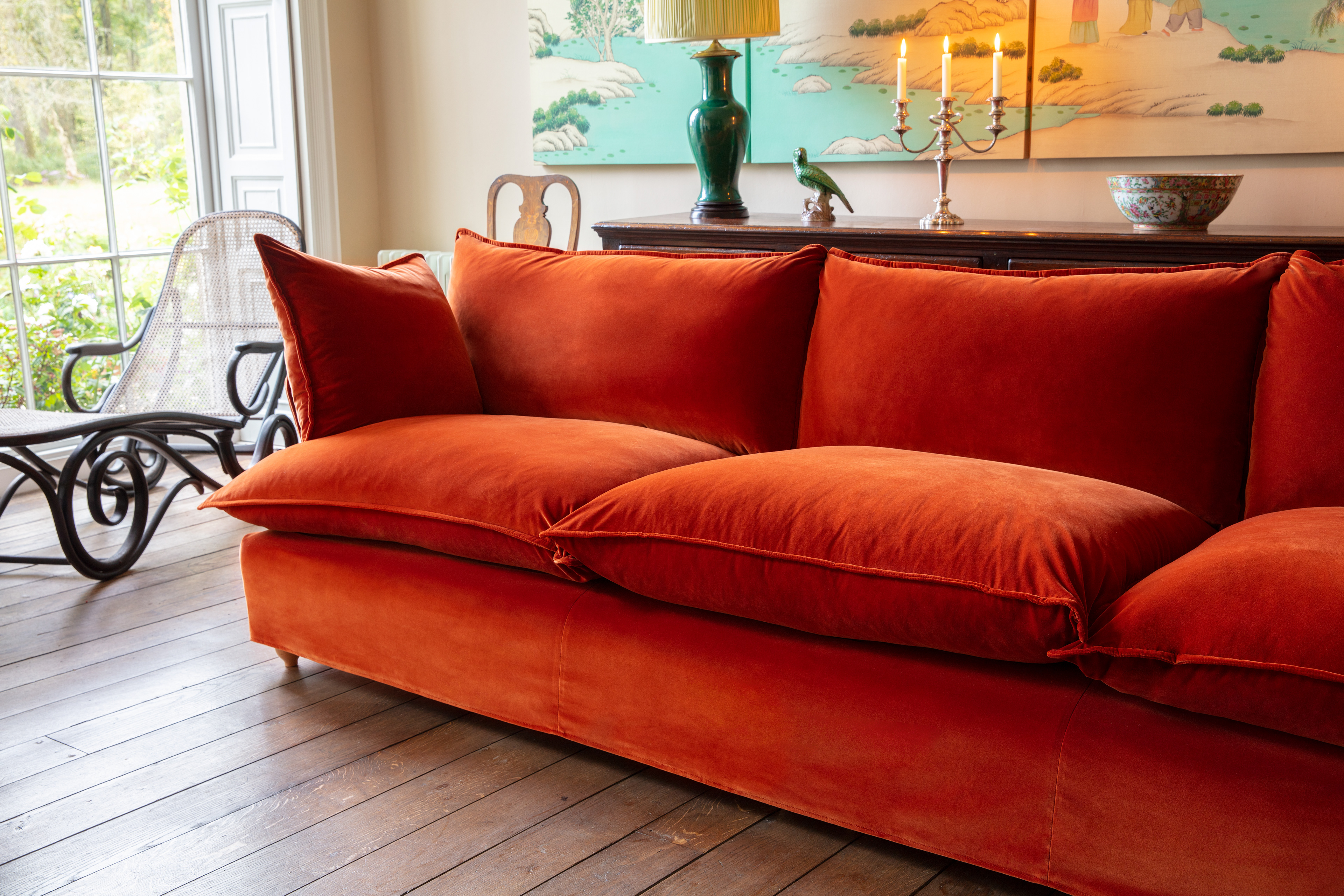 Paprika Velvet - Song Short Pillow Edge Large Sofa
