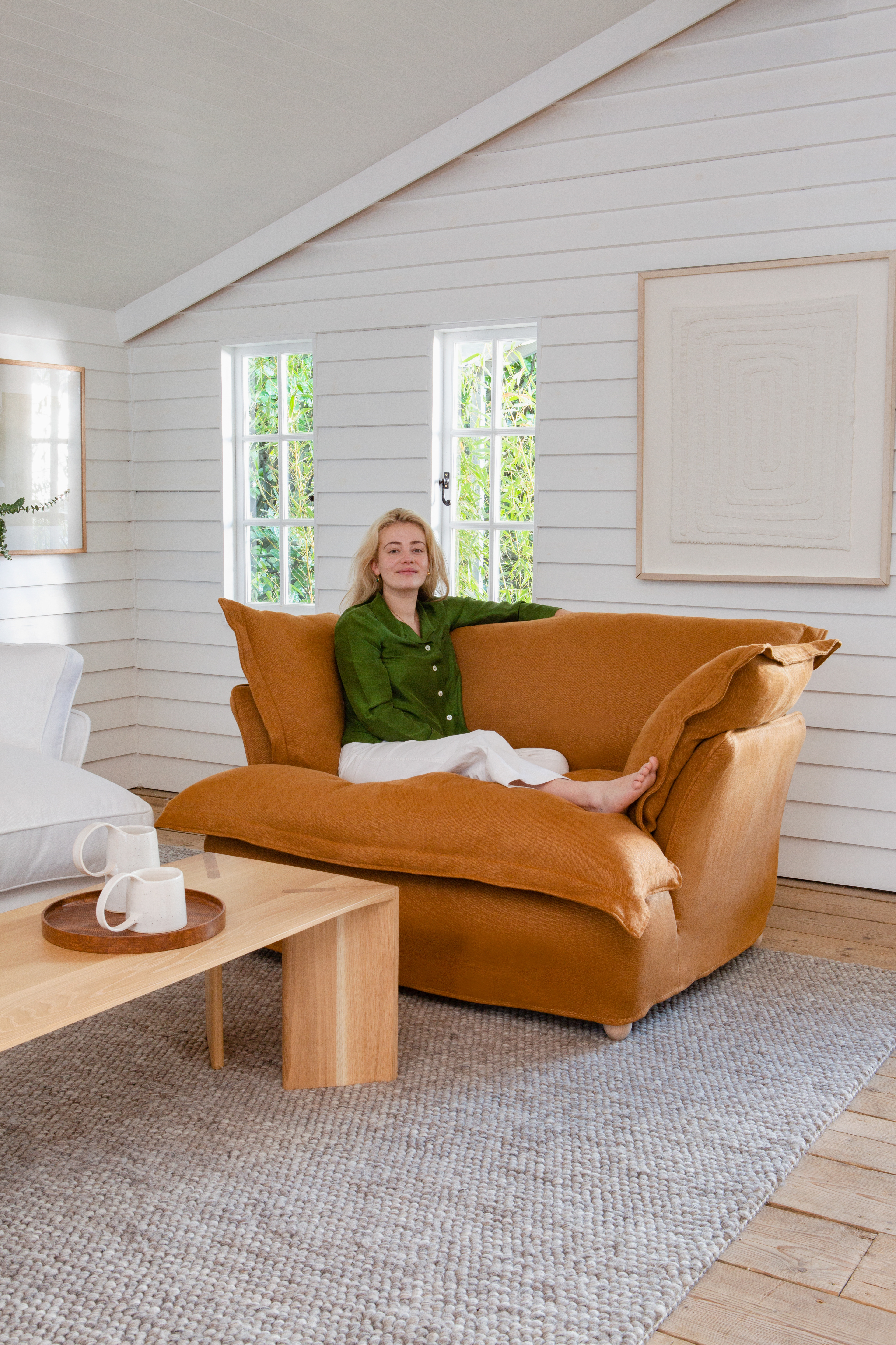 Bronzite 100% Linen - Song Pillow Edge Love Seat