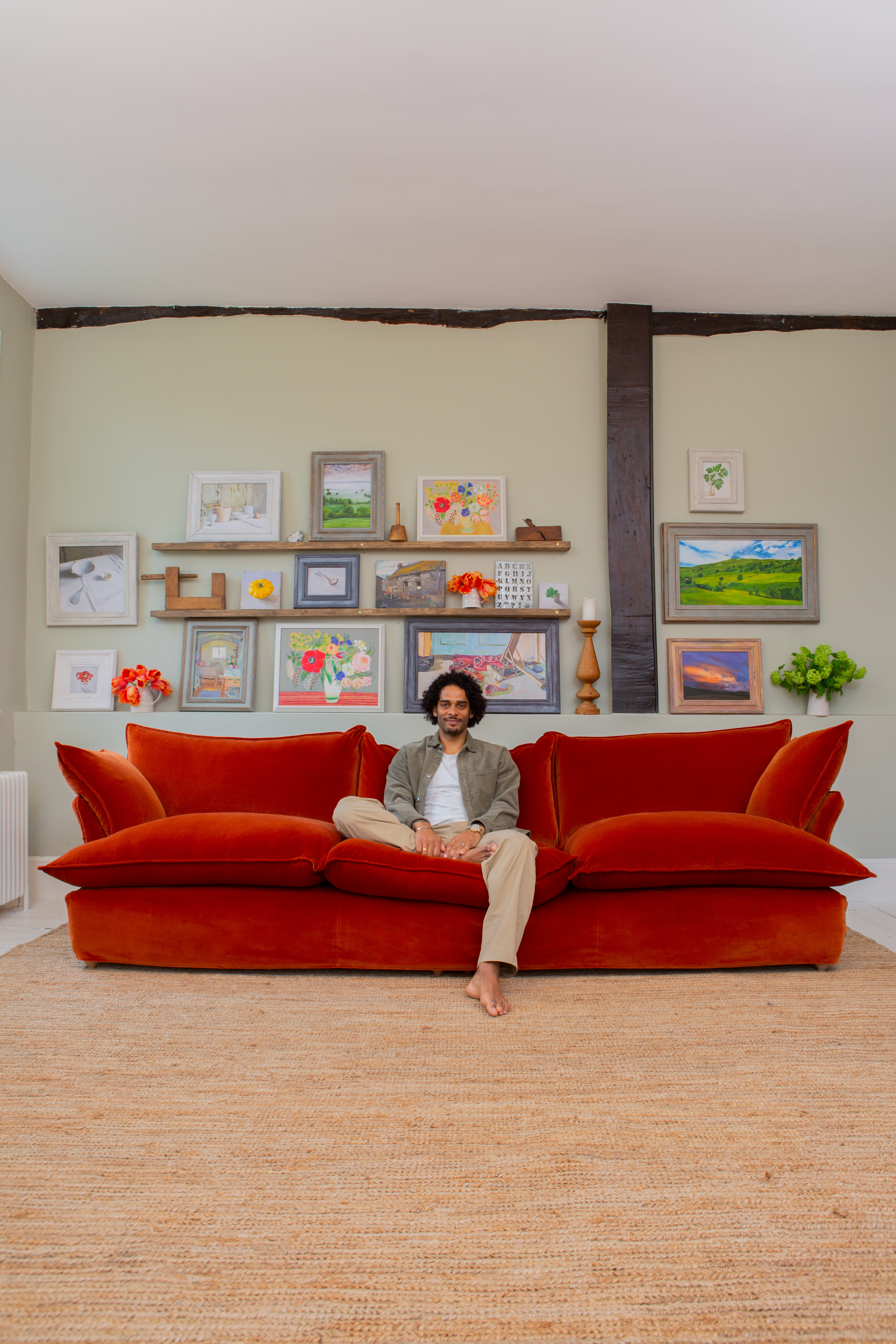 Paprika Velvet - Song Short Pillow Edge Large Sofa