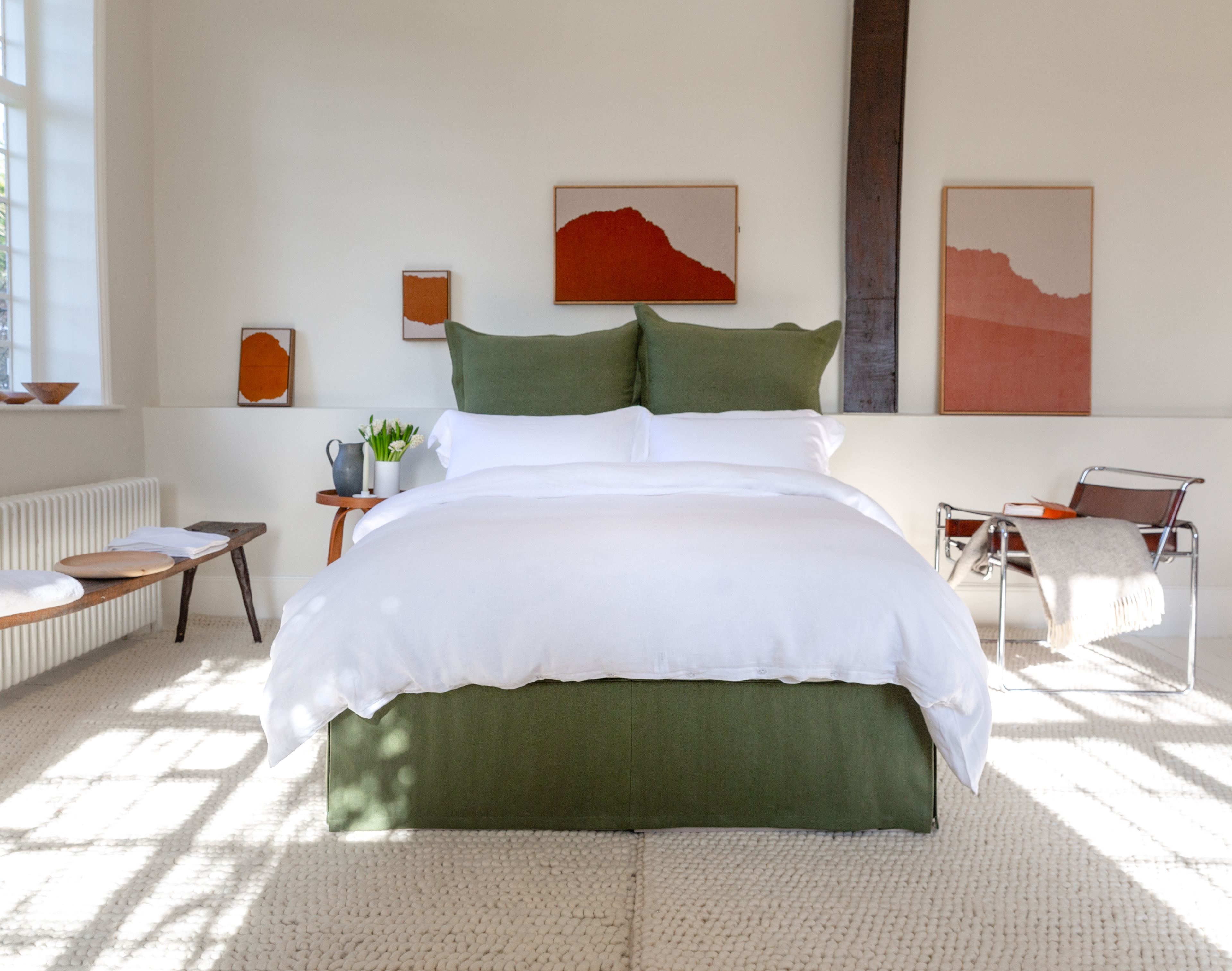 Malachite 100% Linen - Song Pillow Edge Headboard & Valance