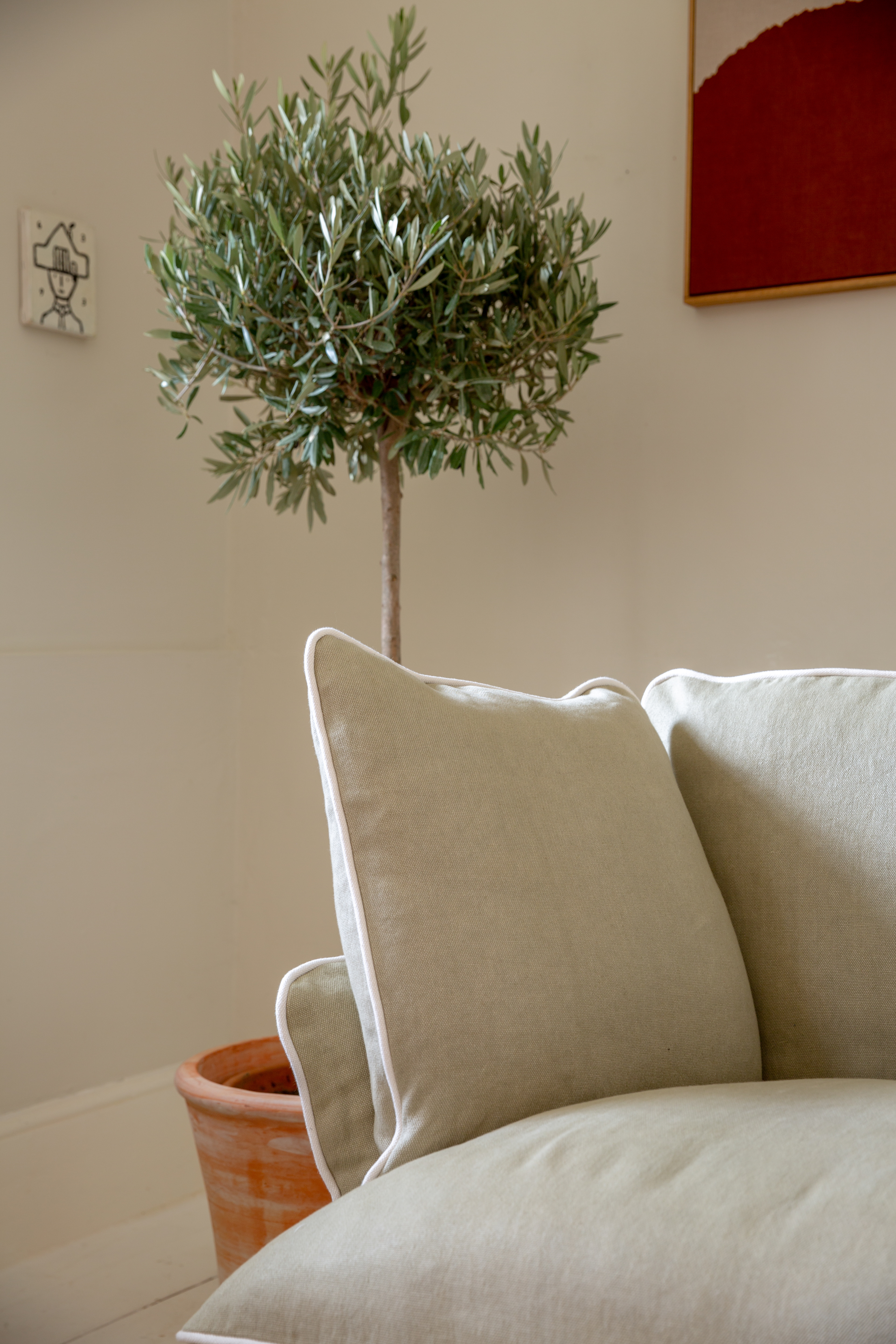 Jasper/Moonstone 100% Linen - Marnie Contrast Piped Large Sofa