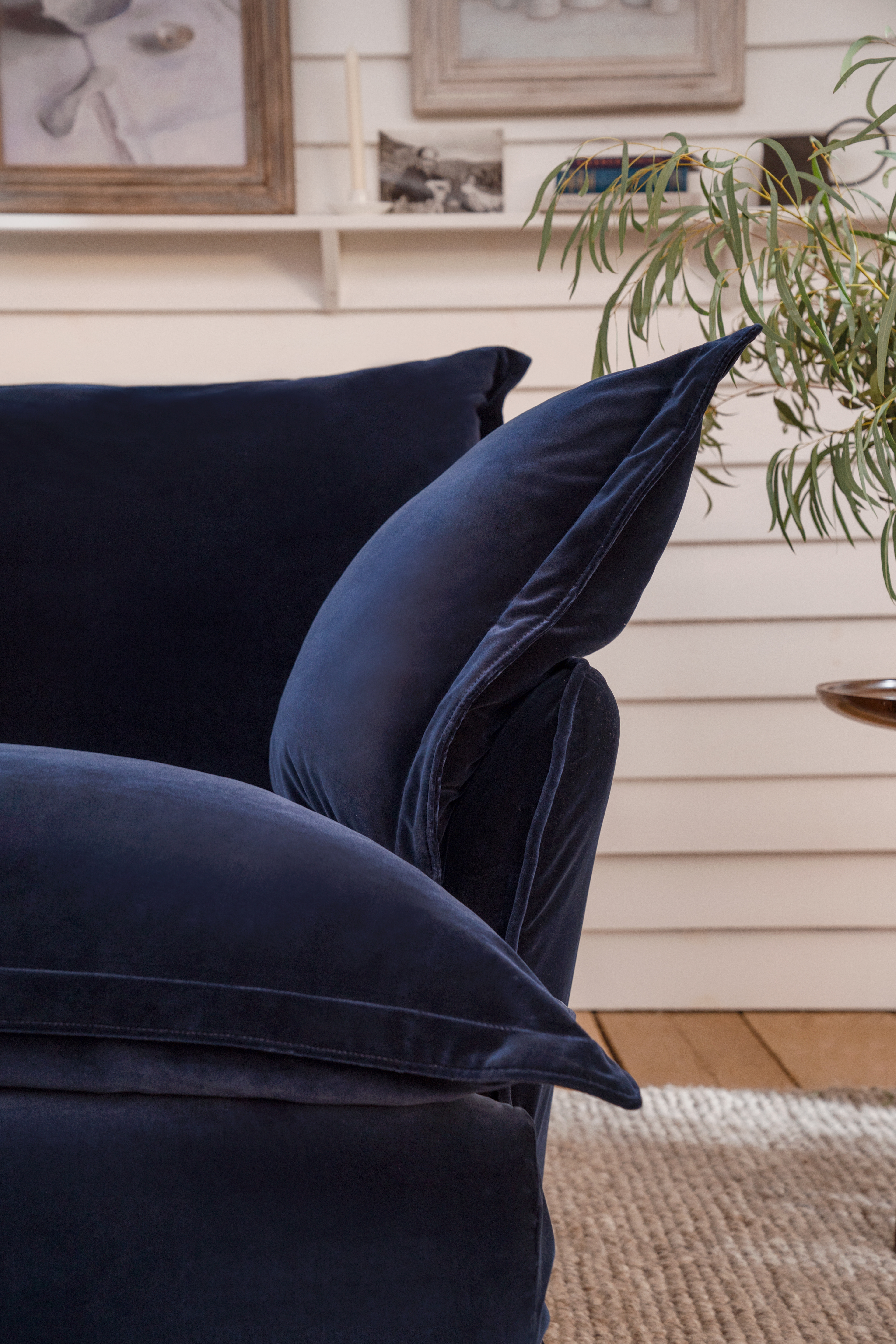 Indigo Spice Velvet - Song Pillow Edge Armchair