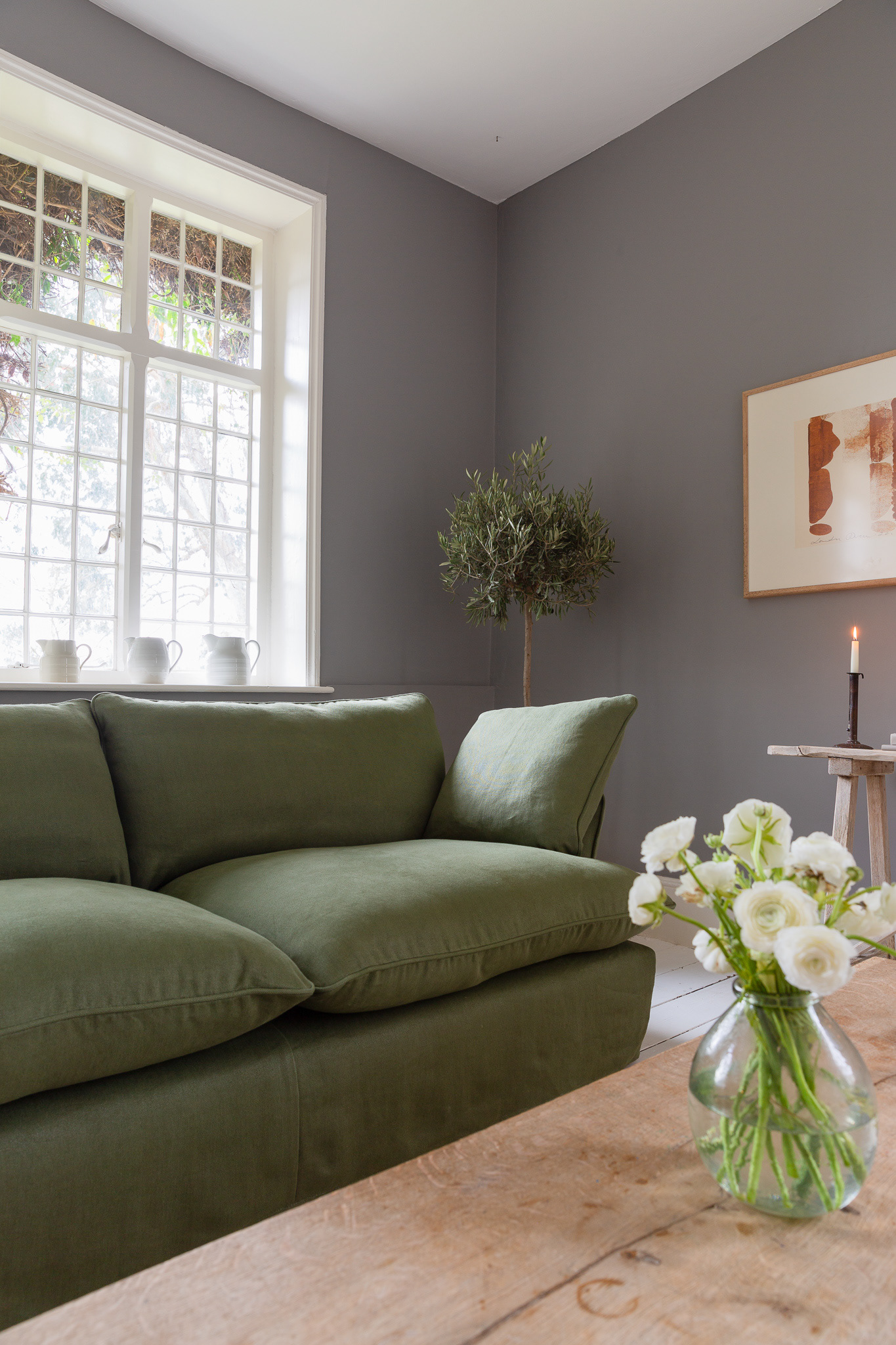 Malachite 100% Linen - Marnie Piped Sofa