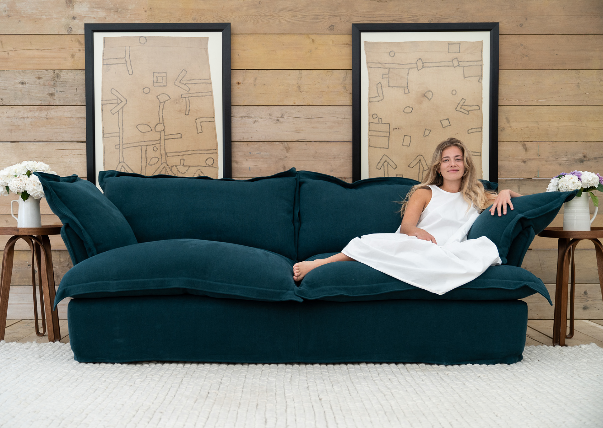 Topaz 100% Linen - Song Pillow Edge Sofa
