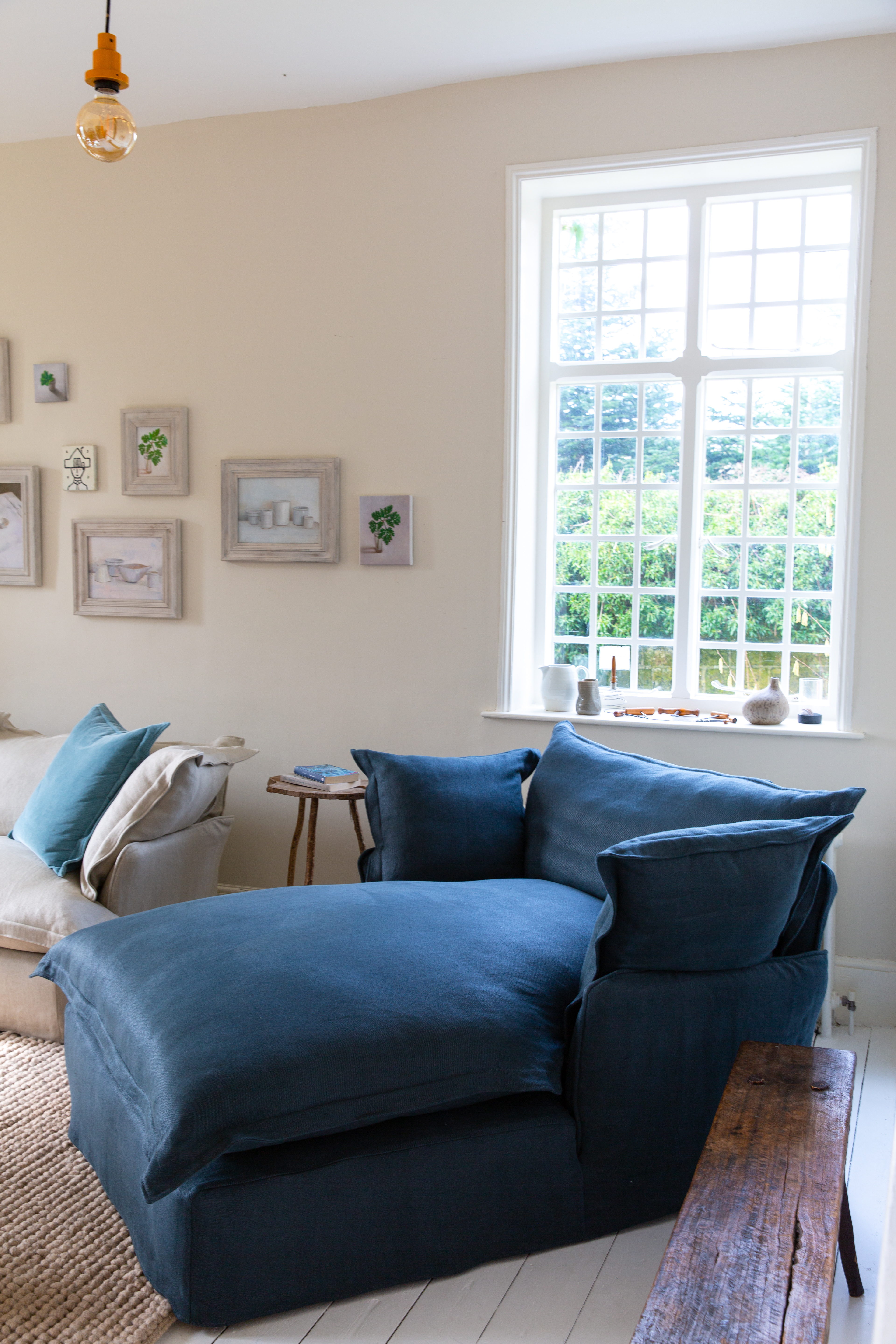 Hawk's Eye 100% Linen - Song Pillow Edge Love Seat Chaise(Coming to US and Aus in 2022)