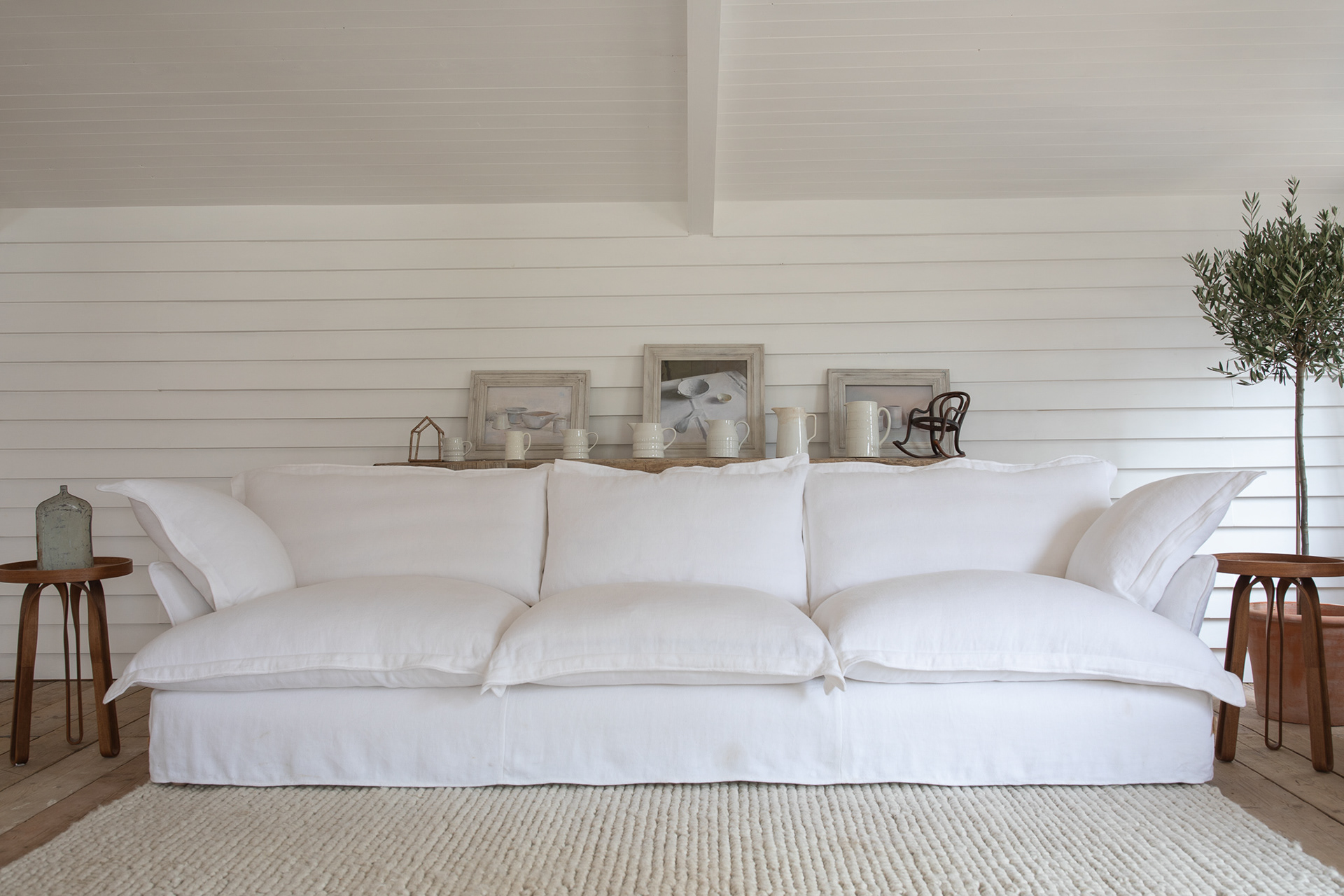 Selenite 100% Linen - Song Pillow Edge Large Sofa