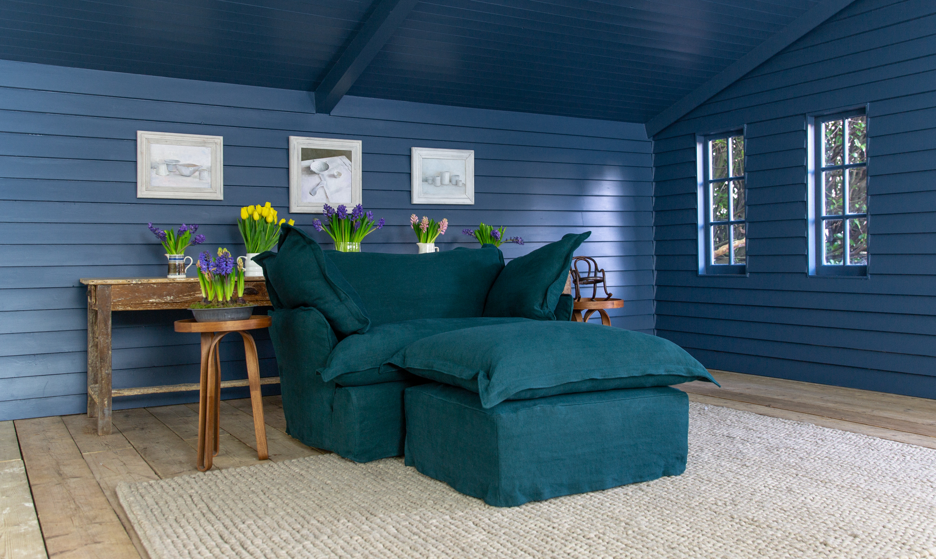 Topaz 100% Linen - Song Pillow Edge Love Seat