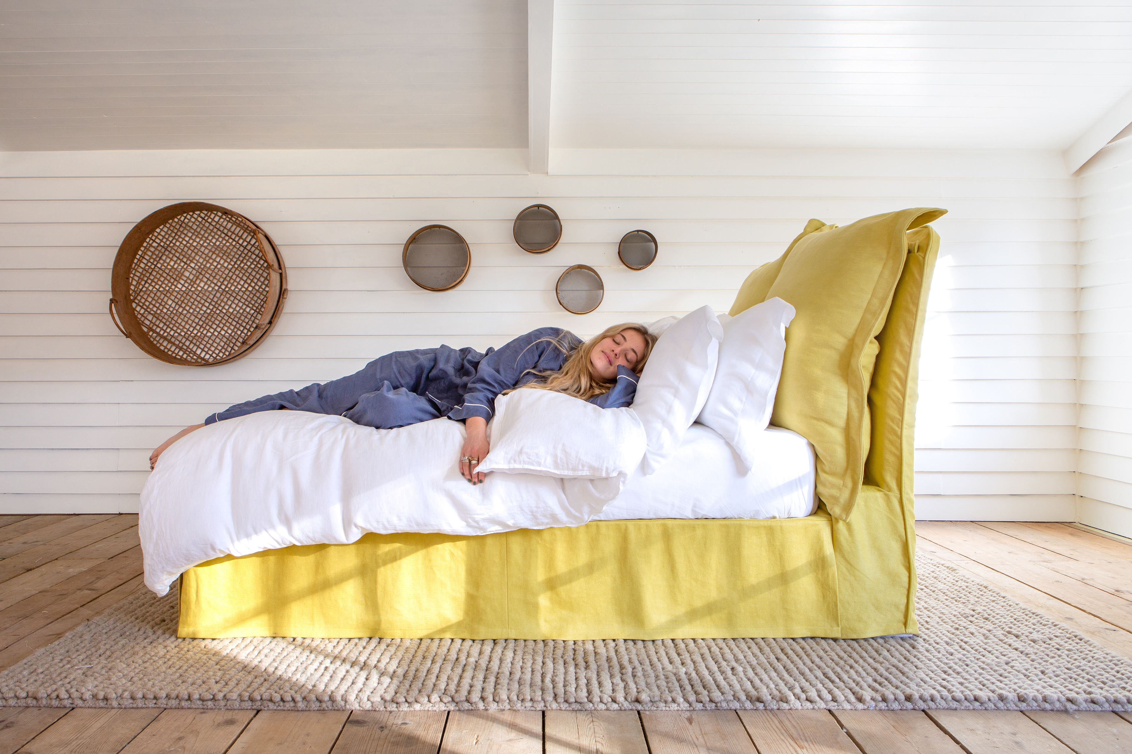 Citrine 100% Linen - Song Pillow Edge Headboard & Valance